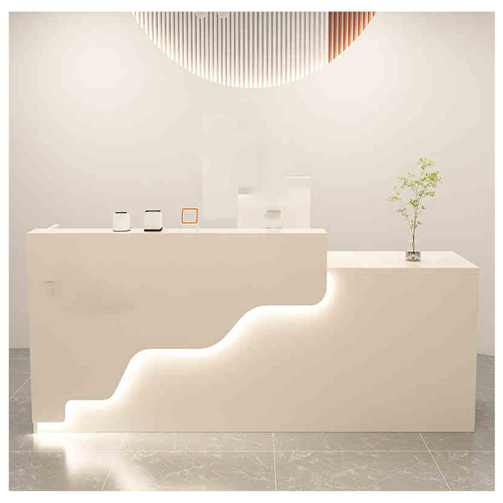 Modern White Reception Desk with Drawers