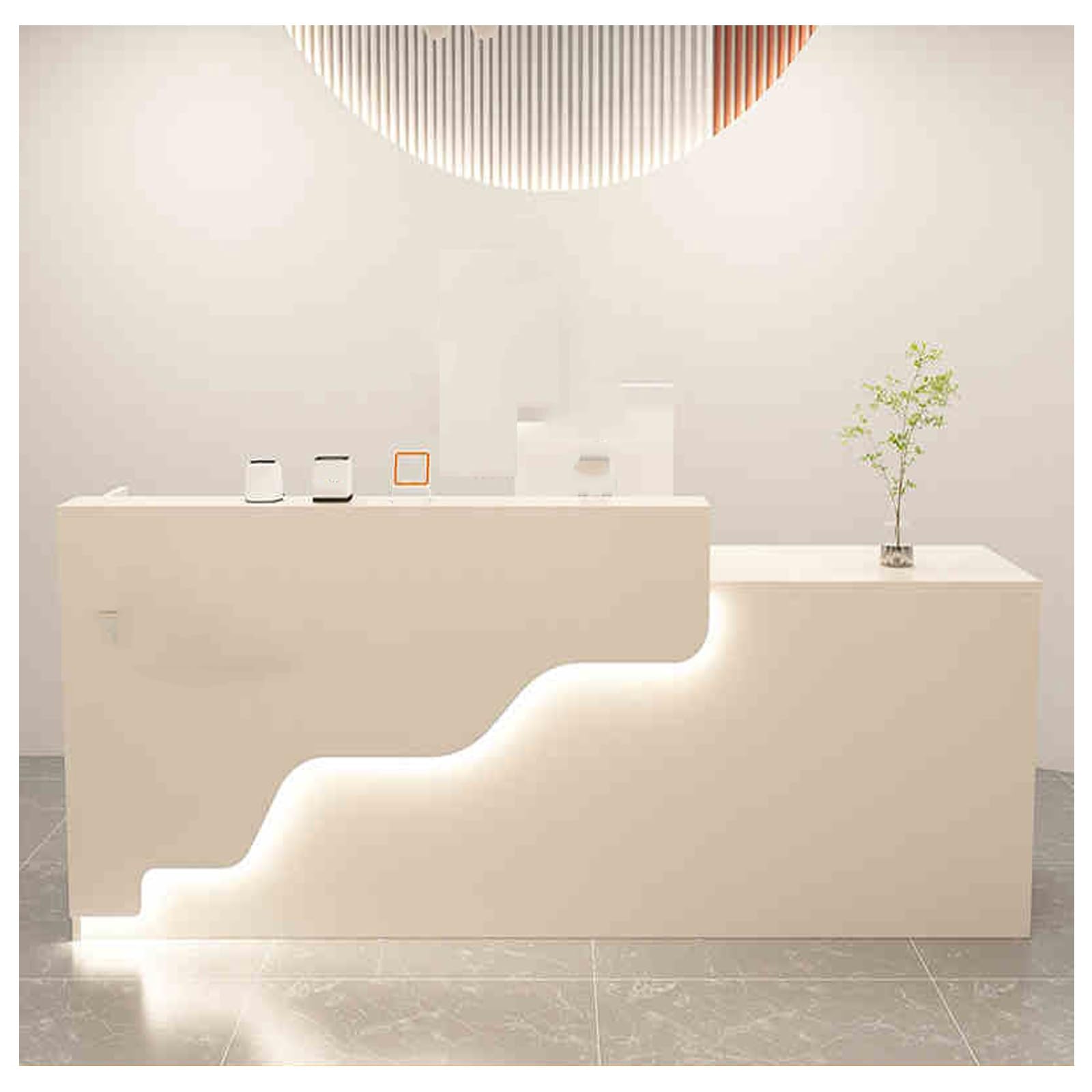 Modern White Reception Desk with Drawers