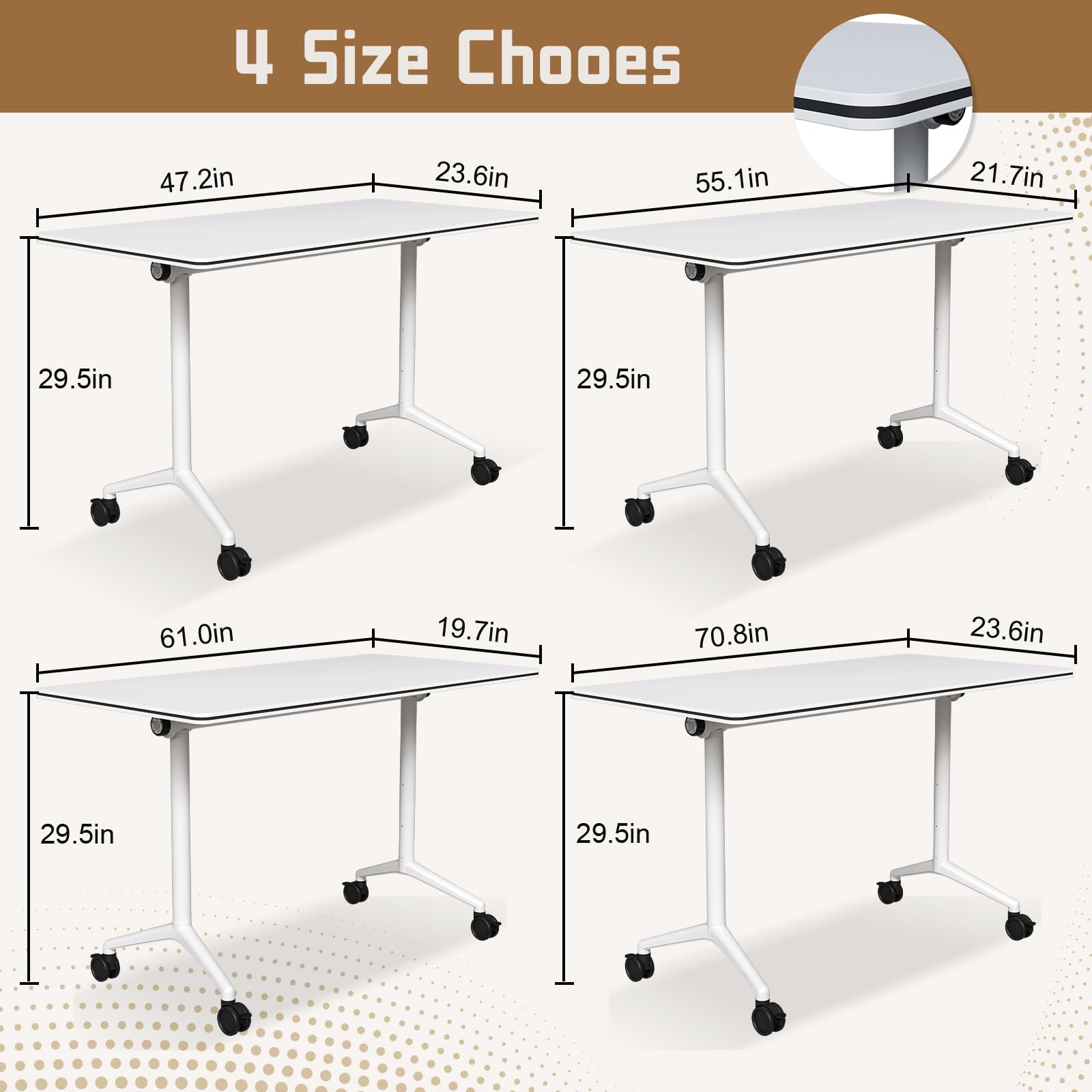 Flip-Top Folding Conference Table with Wheels