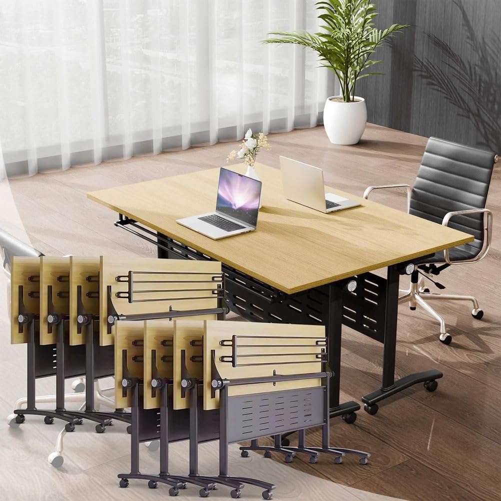 Foldable Mobile Conference Table with Wheels