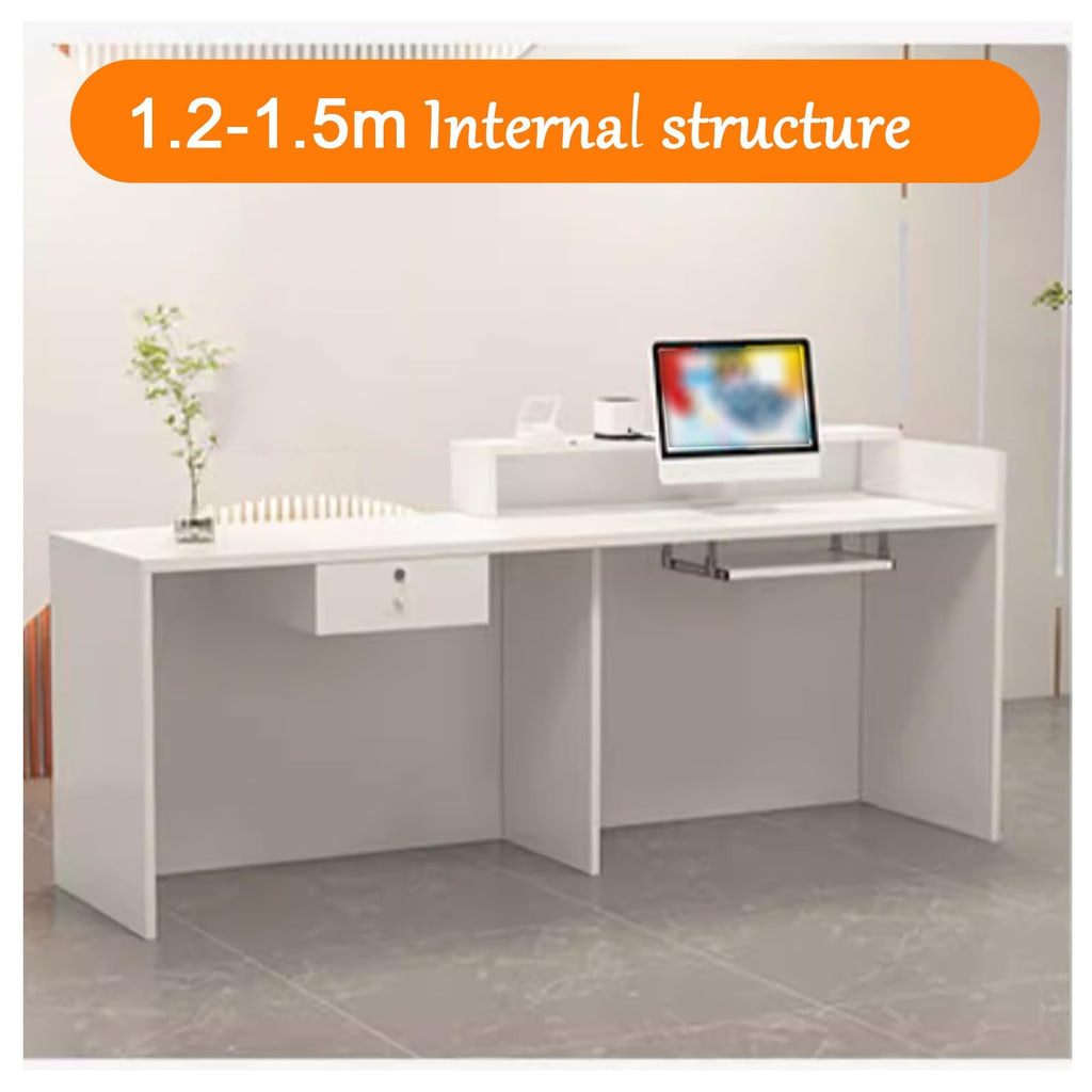 Modern White Reception Desk with Drawers