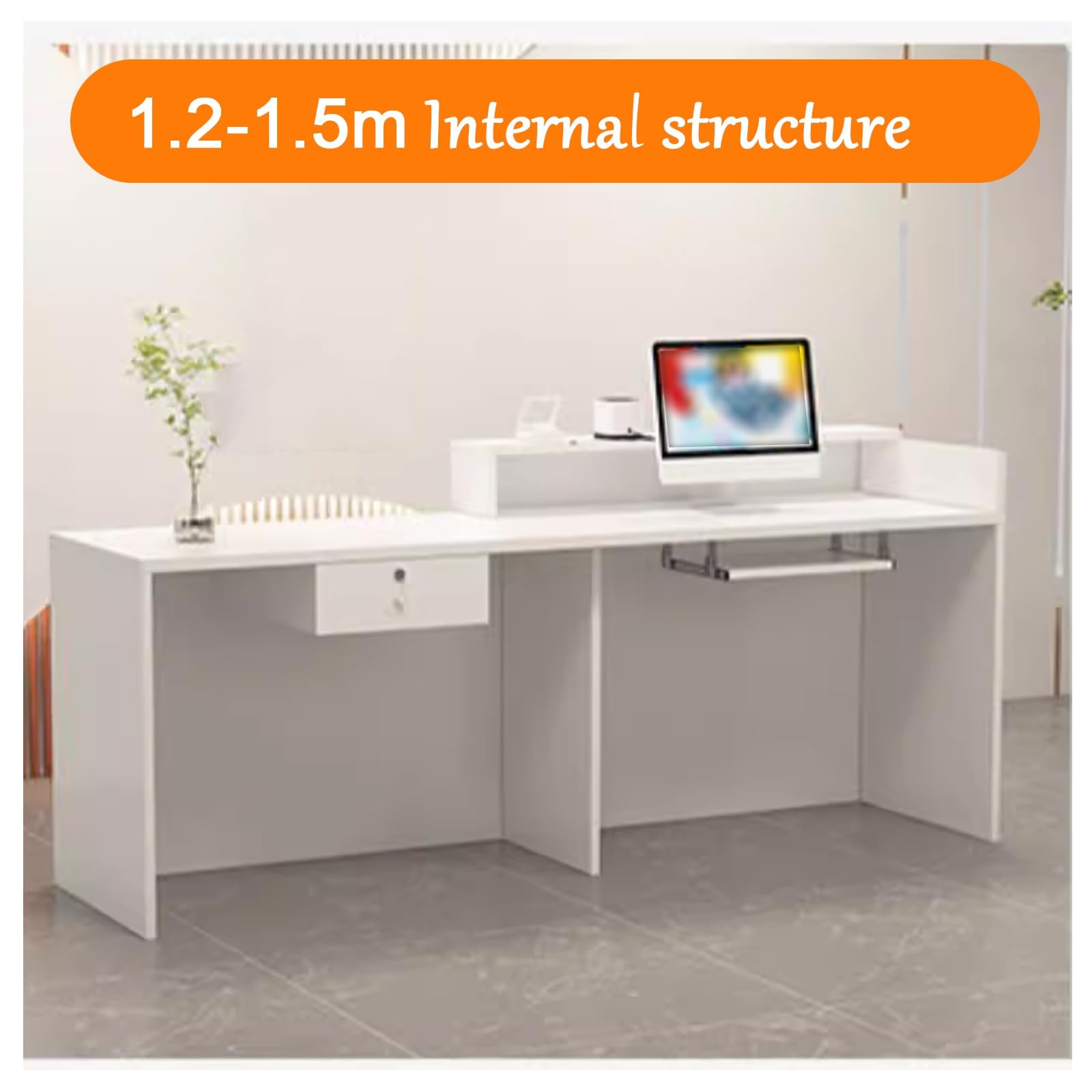Modern White Reception Desk with Drawers