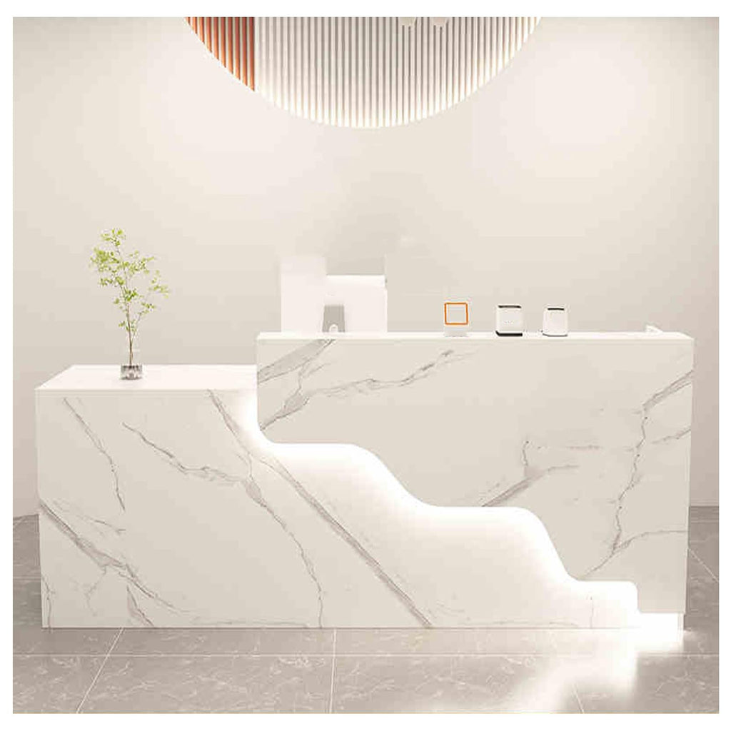 Modern White Reception Desk with Drawers