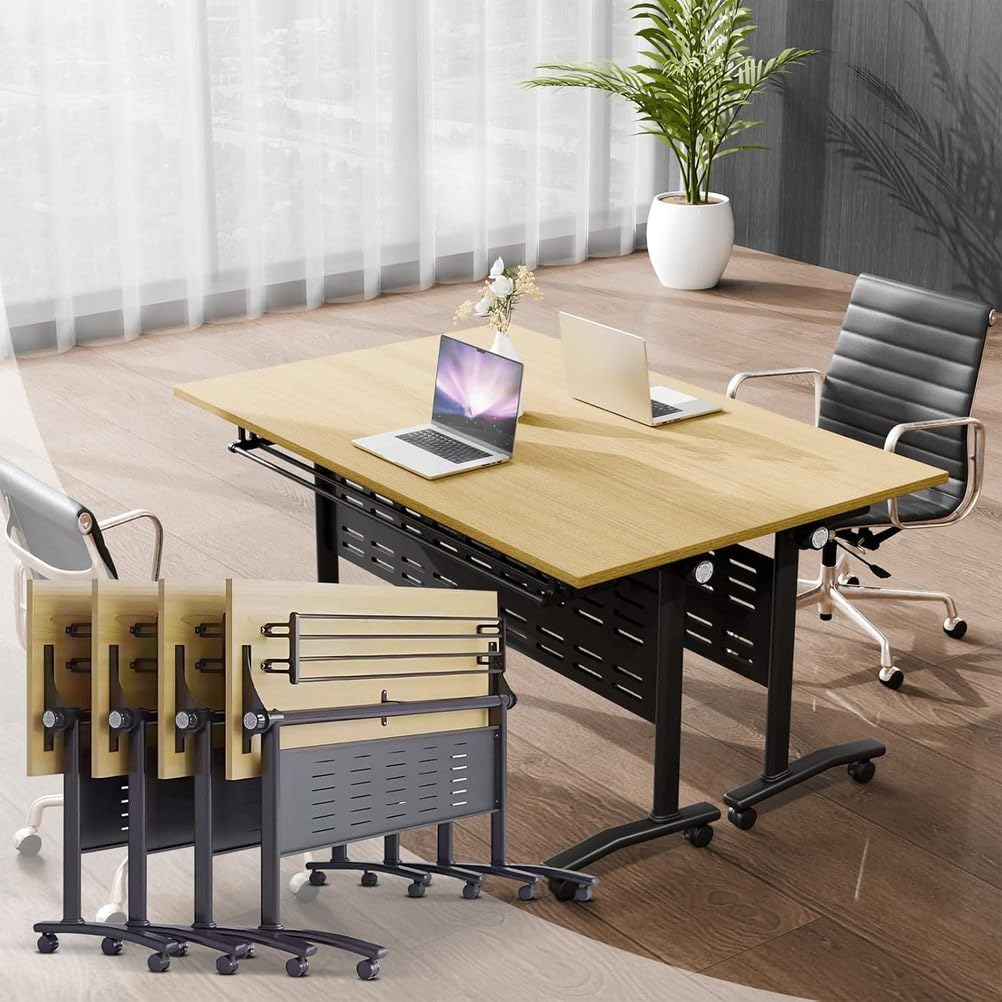 Foldable Mobile Conference Table with Wheels