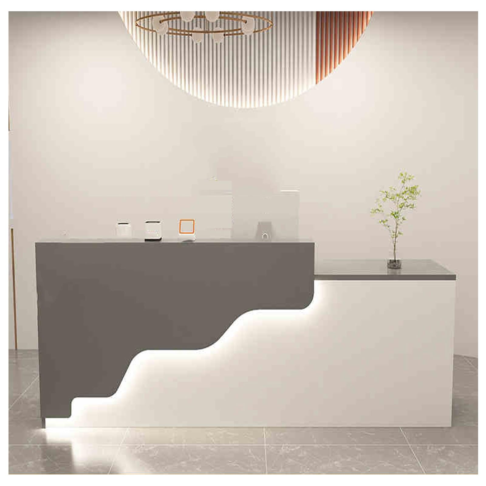 Modern White Reception Desk with Drawers