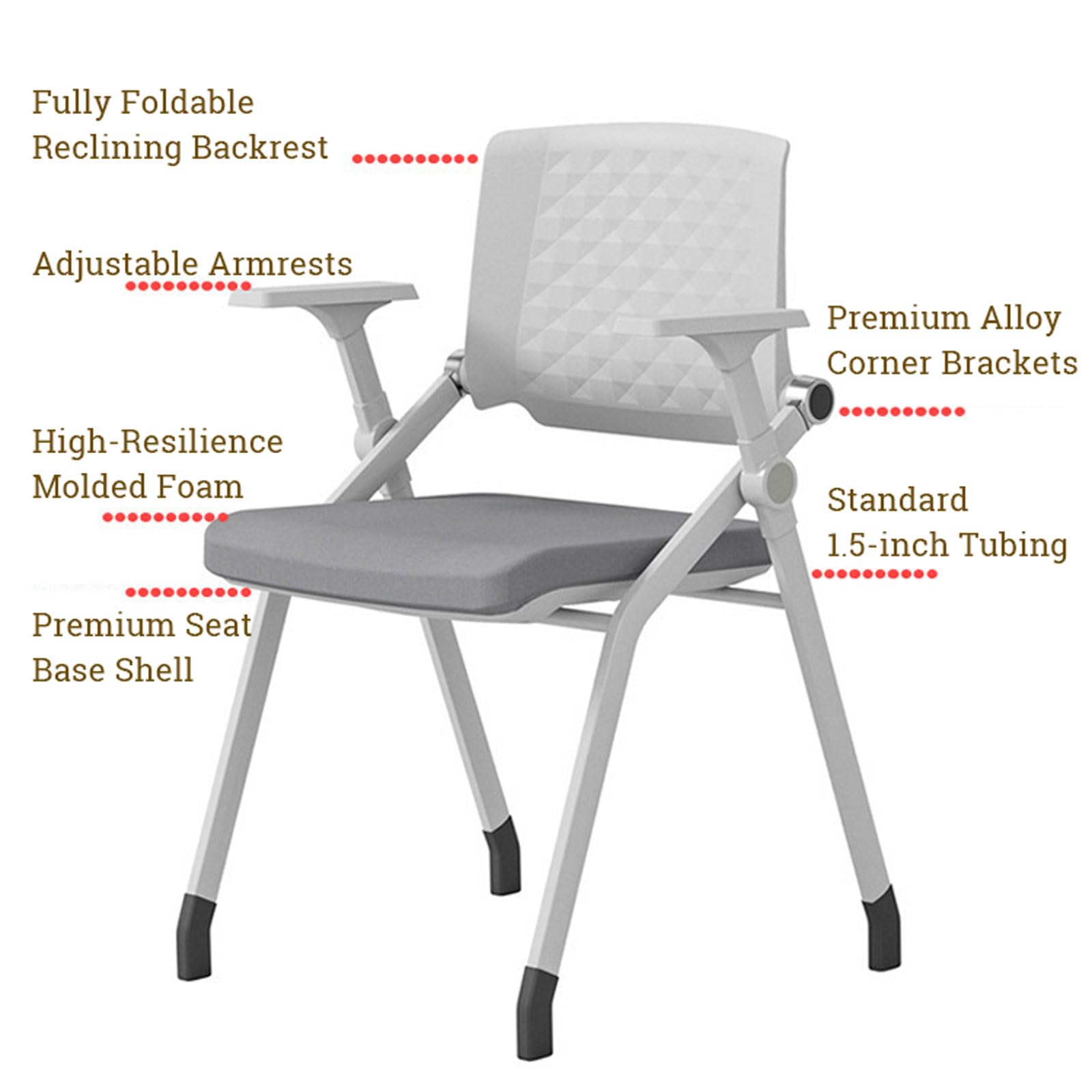 10-Pack Folding Conference Chairs with Backrest