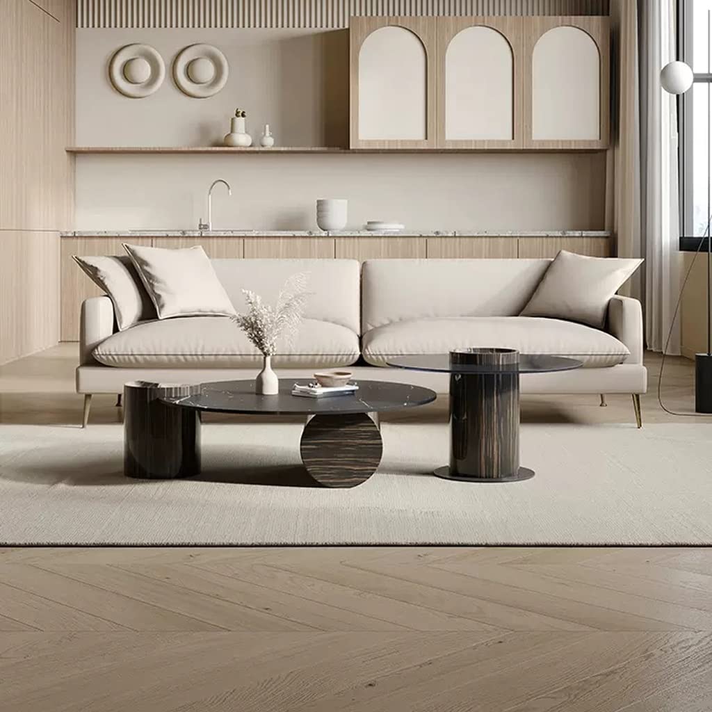 Retro Round Slate Coffee Table Set