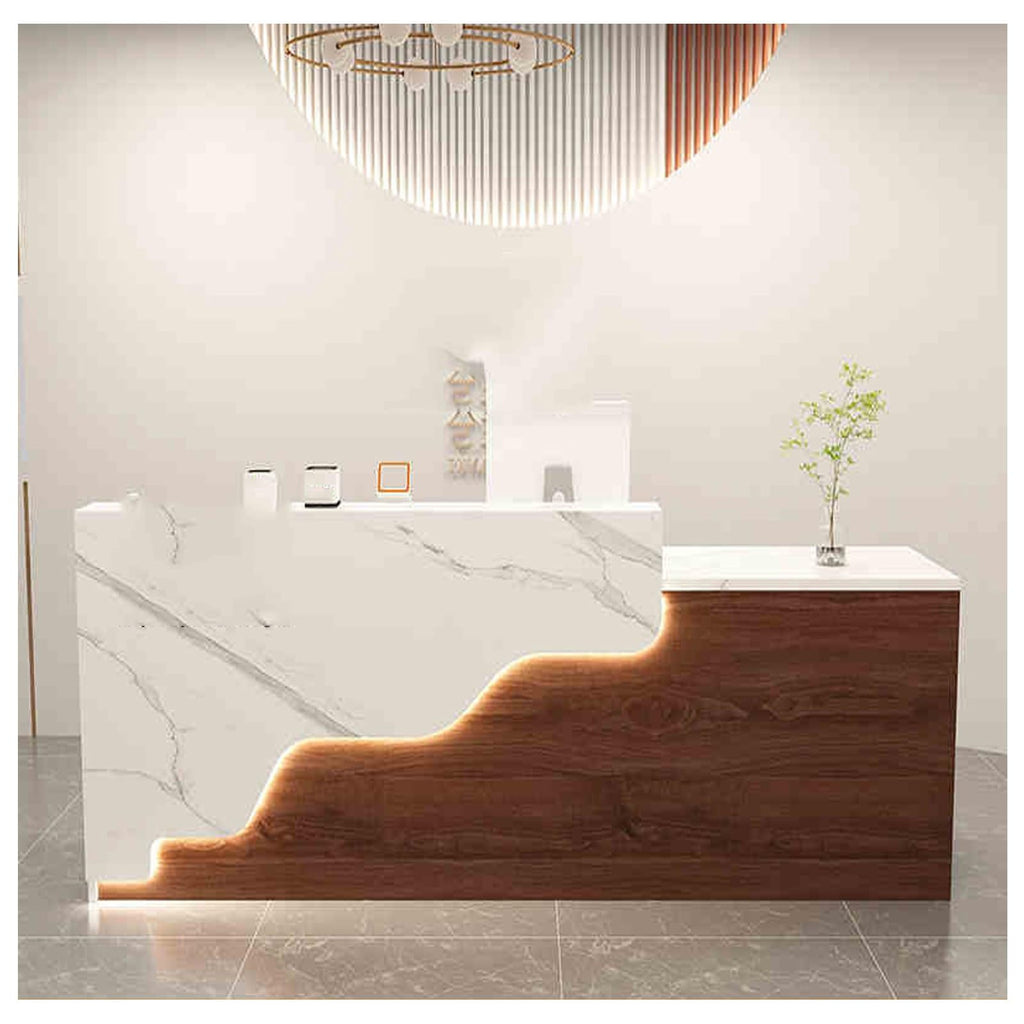 Modern White Reception Desk with Drawers