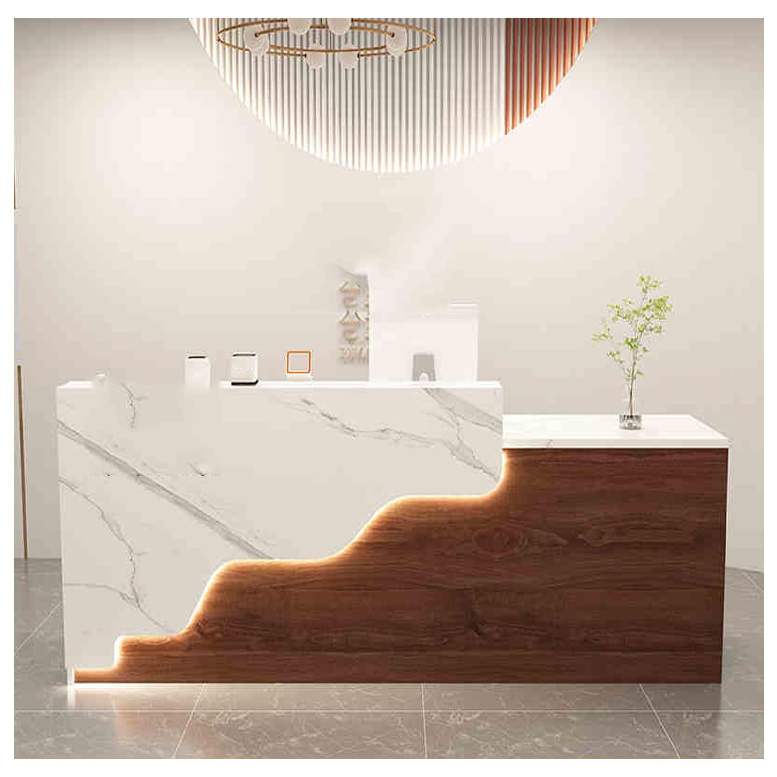 Modern White Reception Desk with Drawers
