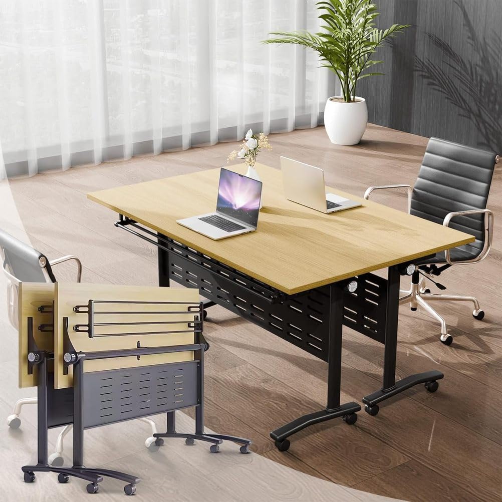 Foldable Mobile Conference Table with Wheels