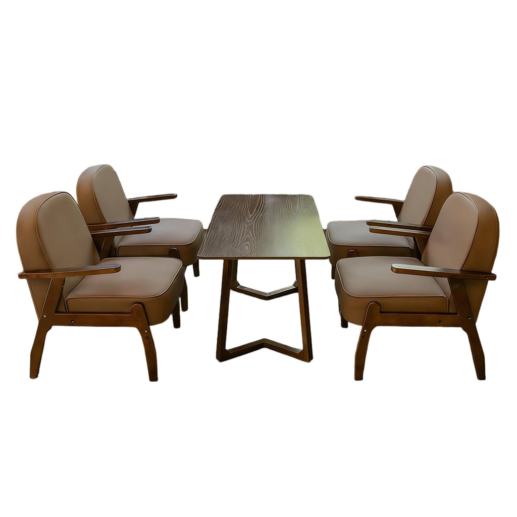 Mid-Century Leather Accent Chair for Office & Lounge