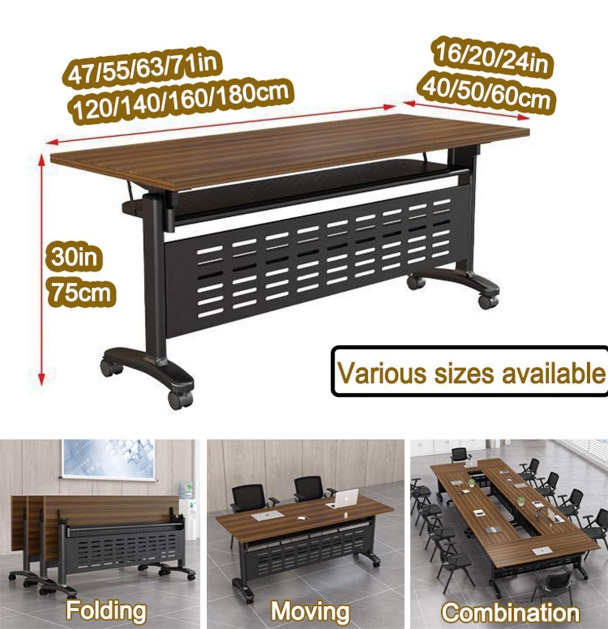 Portable Folding Conference Table with Wheels