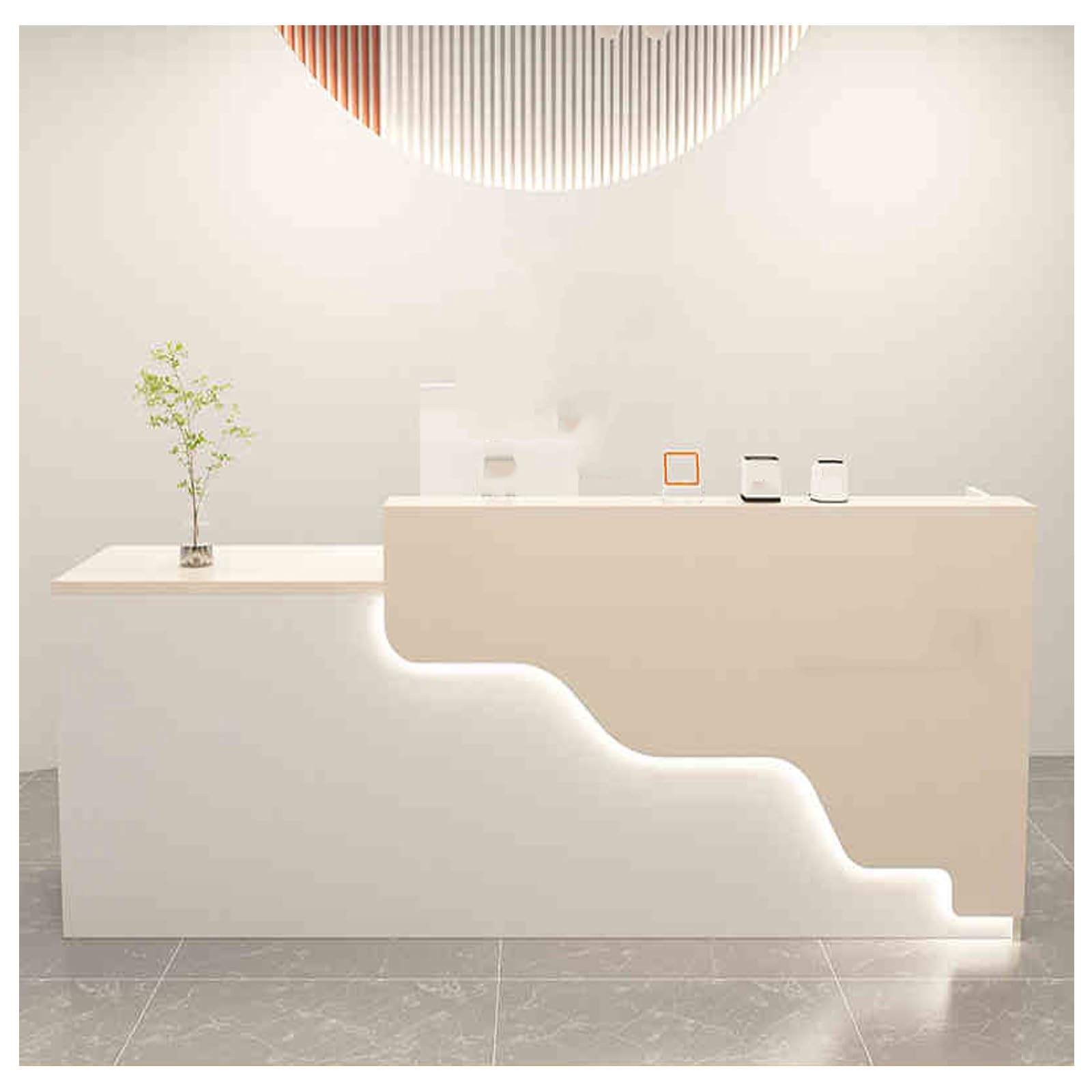 Modern White Reception Desk with Drawers