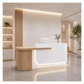Curved L-Shaped Reception Desk with LED Lighting