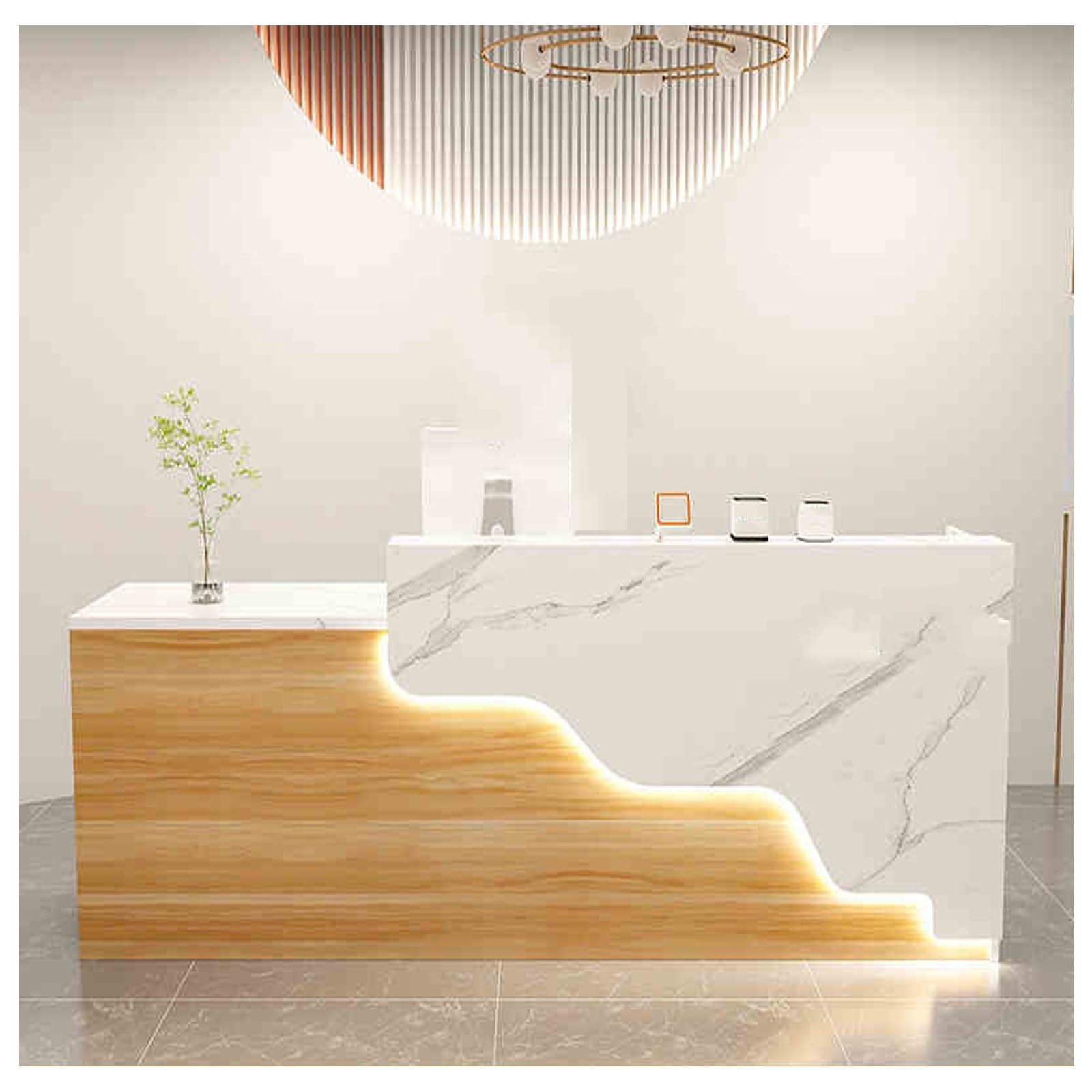 Modern White Reception Desk with Drawers