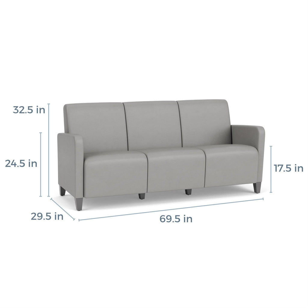 Lesro Ravenna Lounge Reception 3 Seat Tandem Seating No Center Arms in Brown
