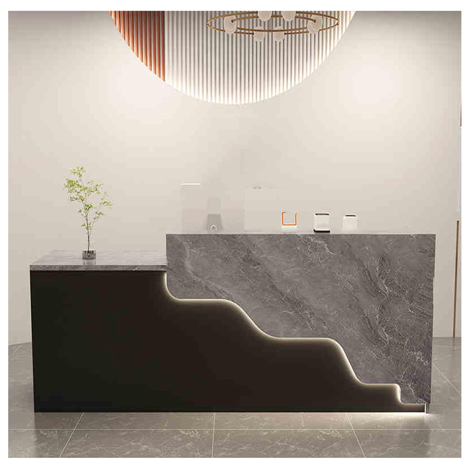 Modern White Reception Desk with Drawers