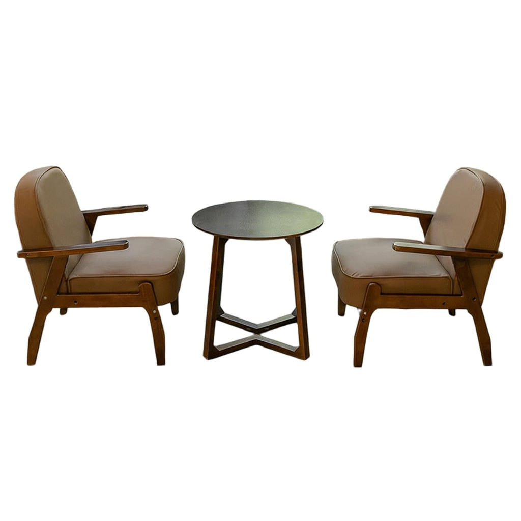 Mid-Century Leather Accent Chair for Office & Lounge