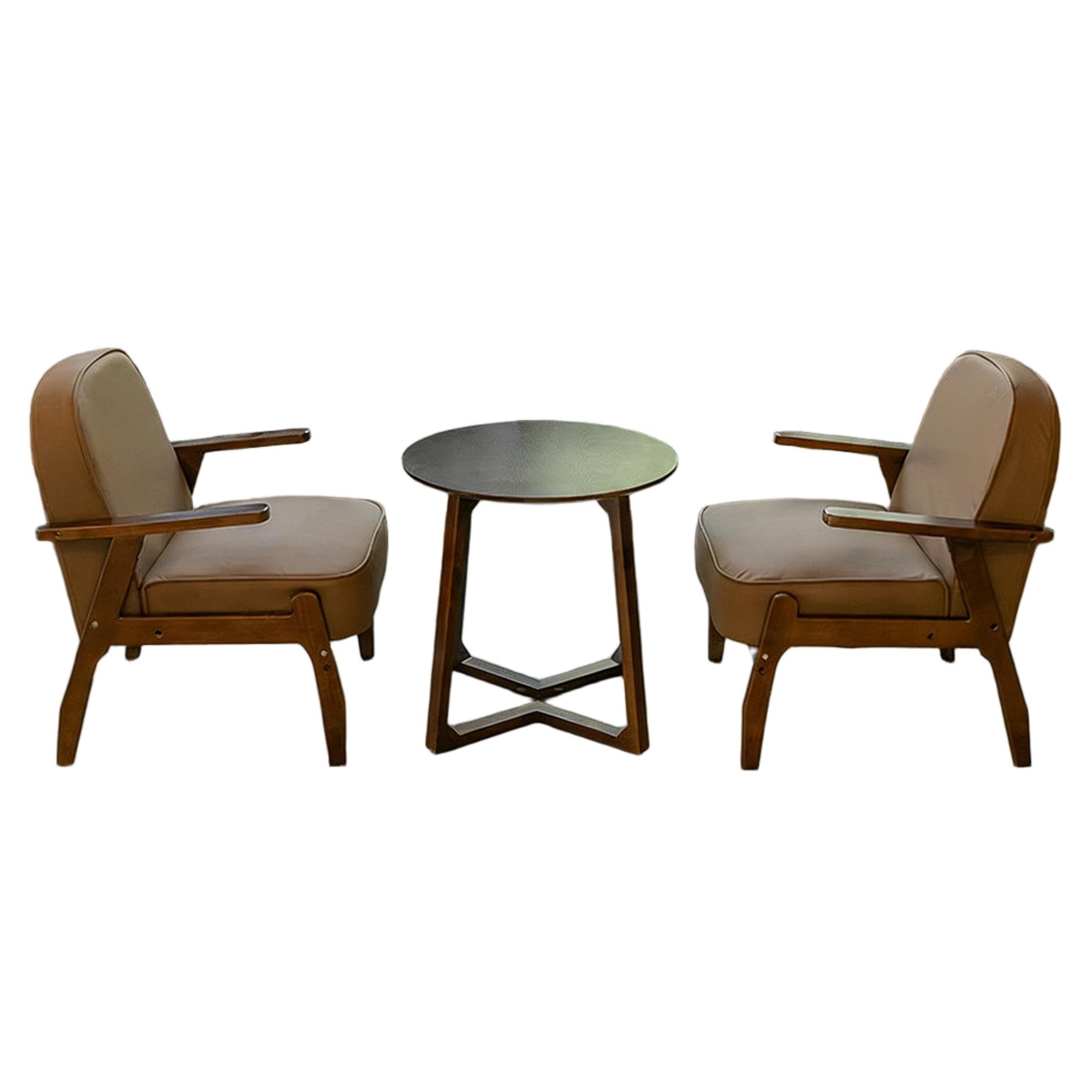 Mid-Century Leather Accent Chair for Office & Lounge