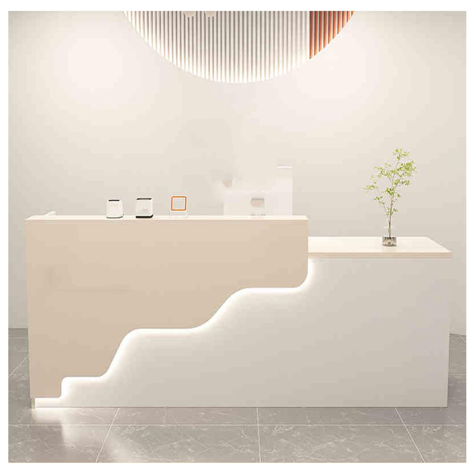 Modern White Reception Desk with Drawers
