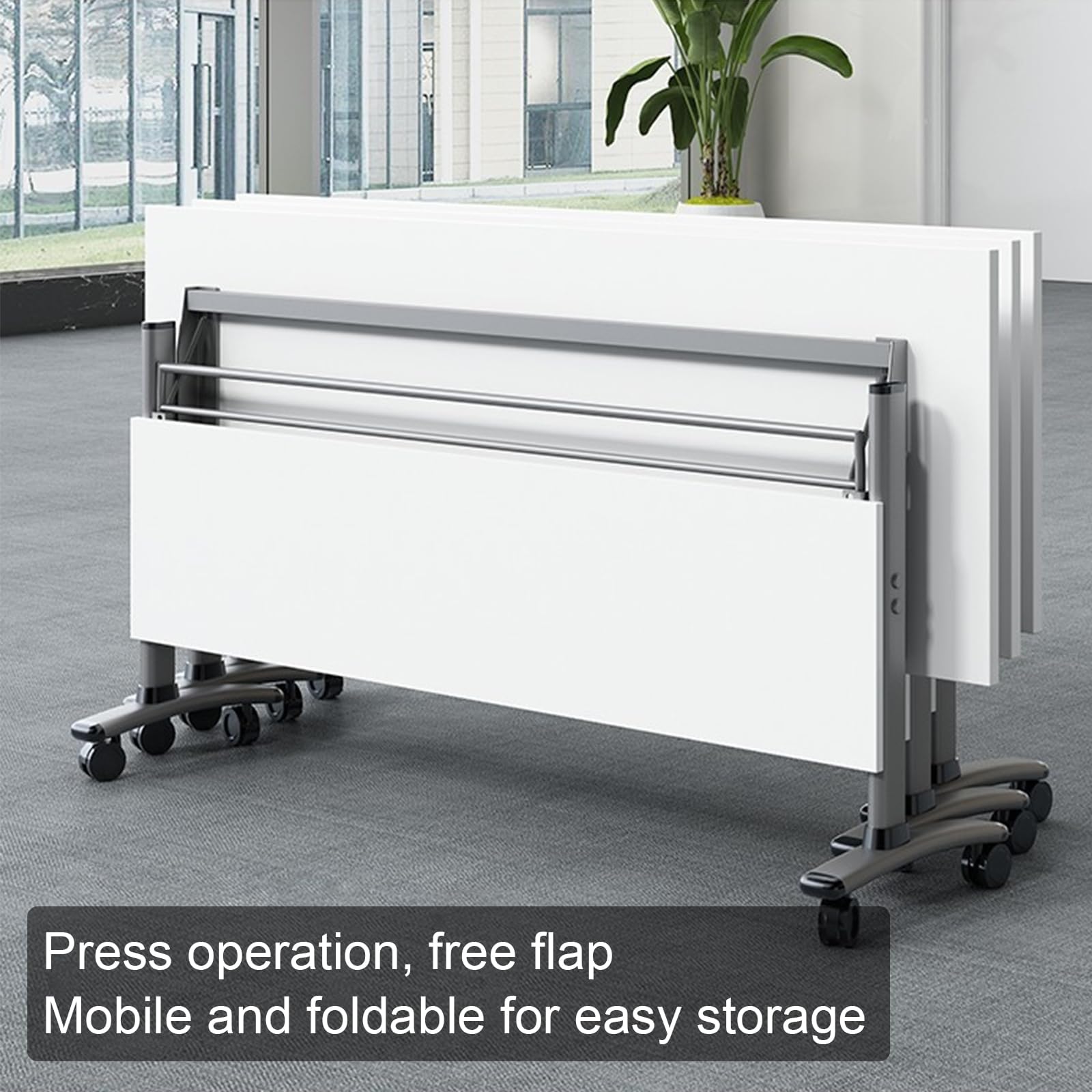 Mobile Folding Conference Table with Wheels