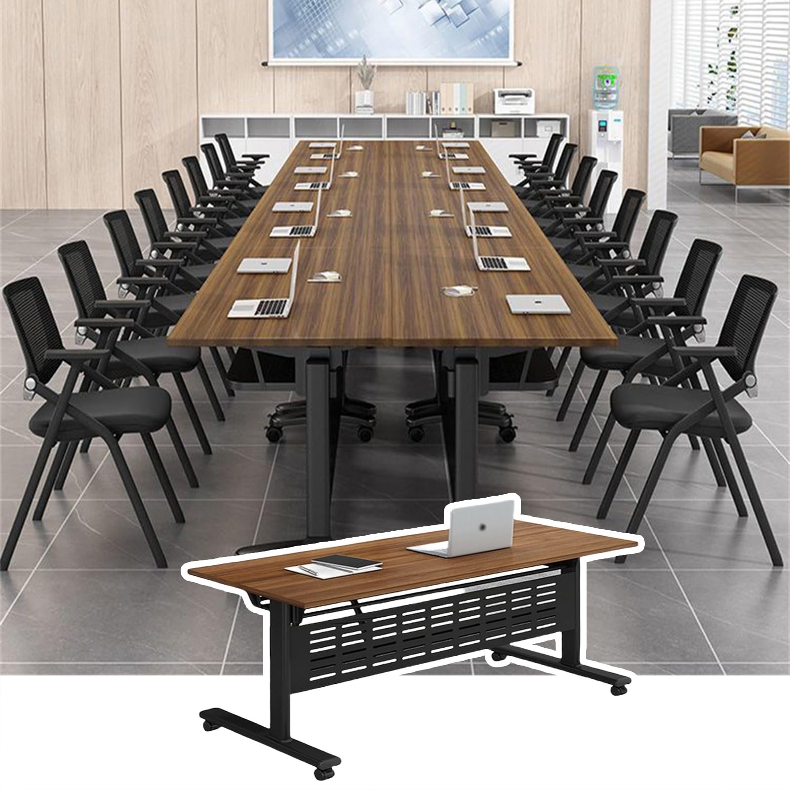 Portable Folding Conference Table with Wheels