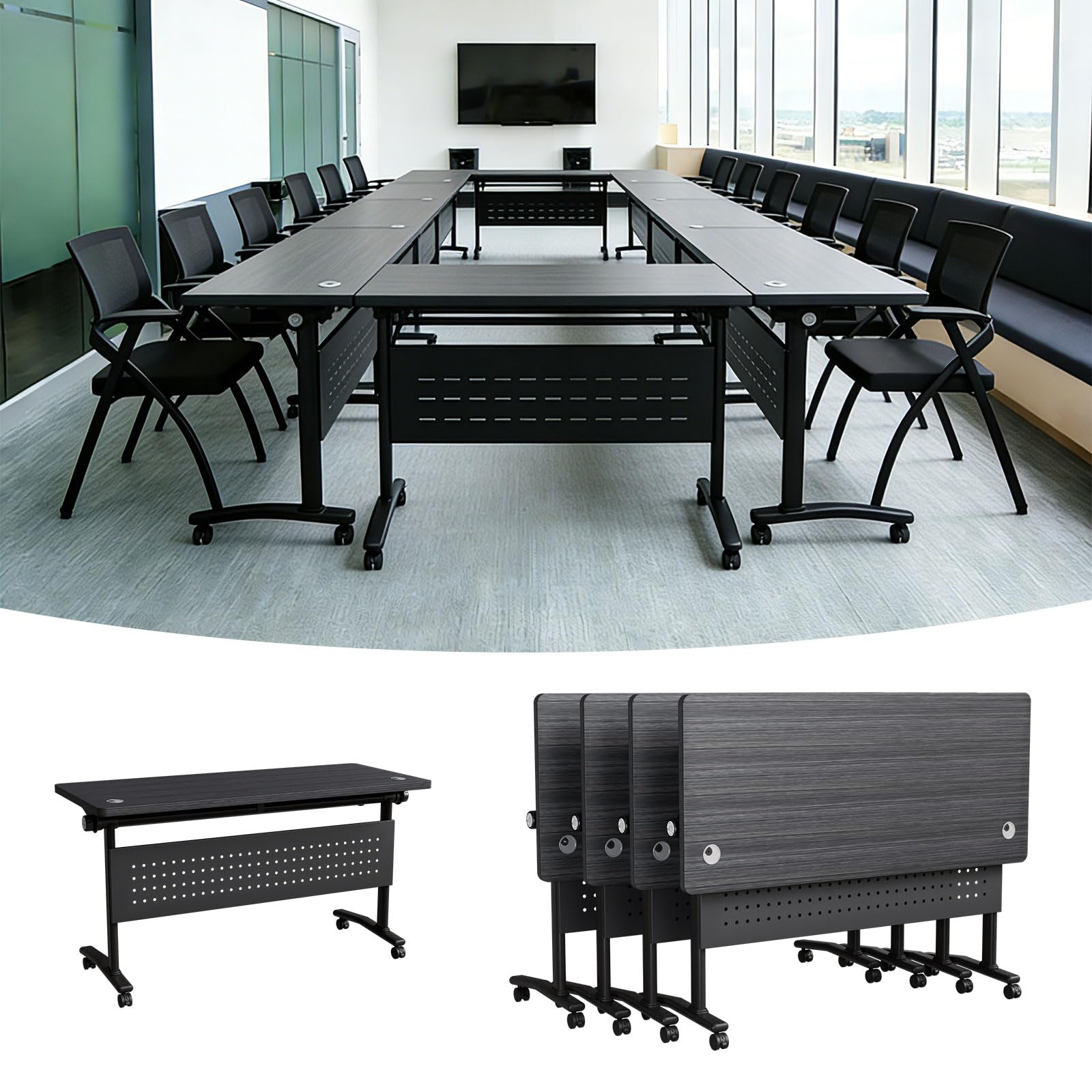 Modular Folding Conference Table with Wheels