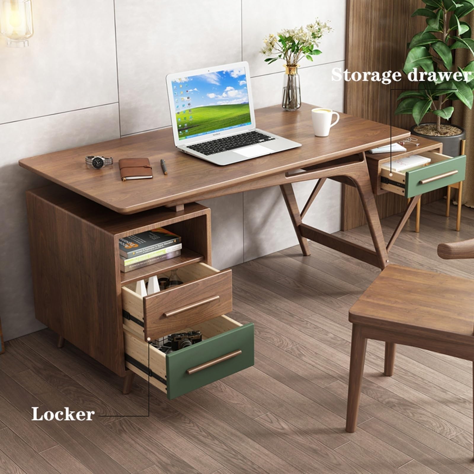 67" Computer Desk with Storage Cabinet & Drawer