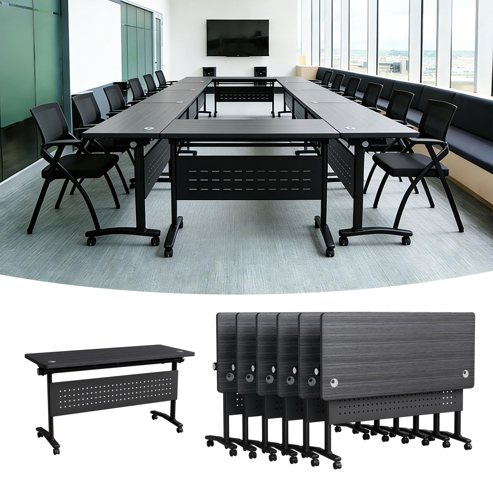Modular Folding Conference Table with Wheels