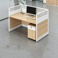 Multi-Person Office Workstation with Privacy Panels & Lockable Storage