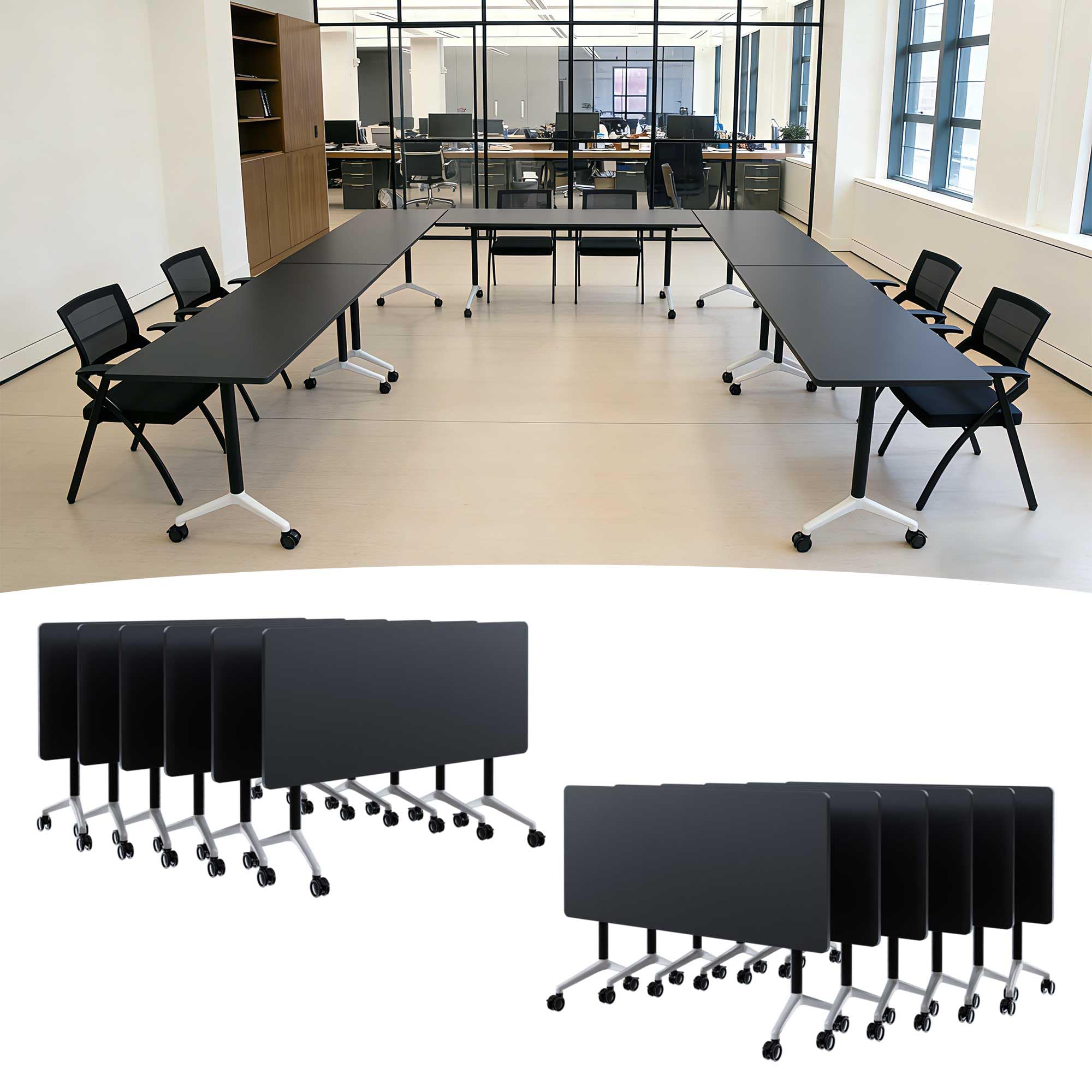 Modular Folding Conference Table with Wheels