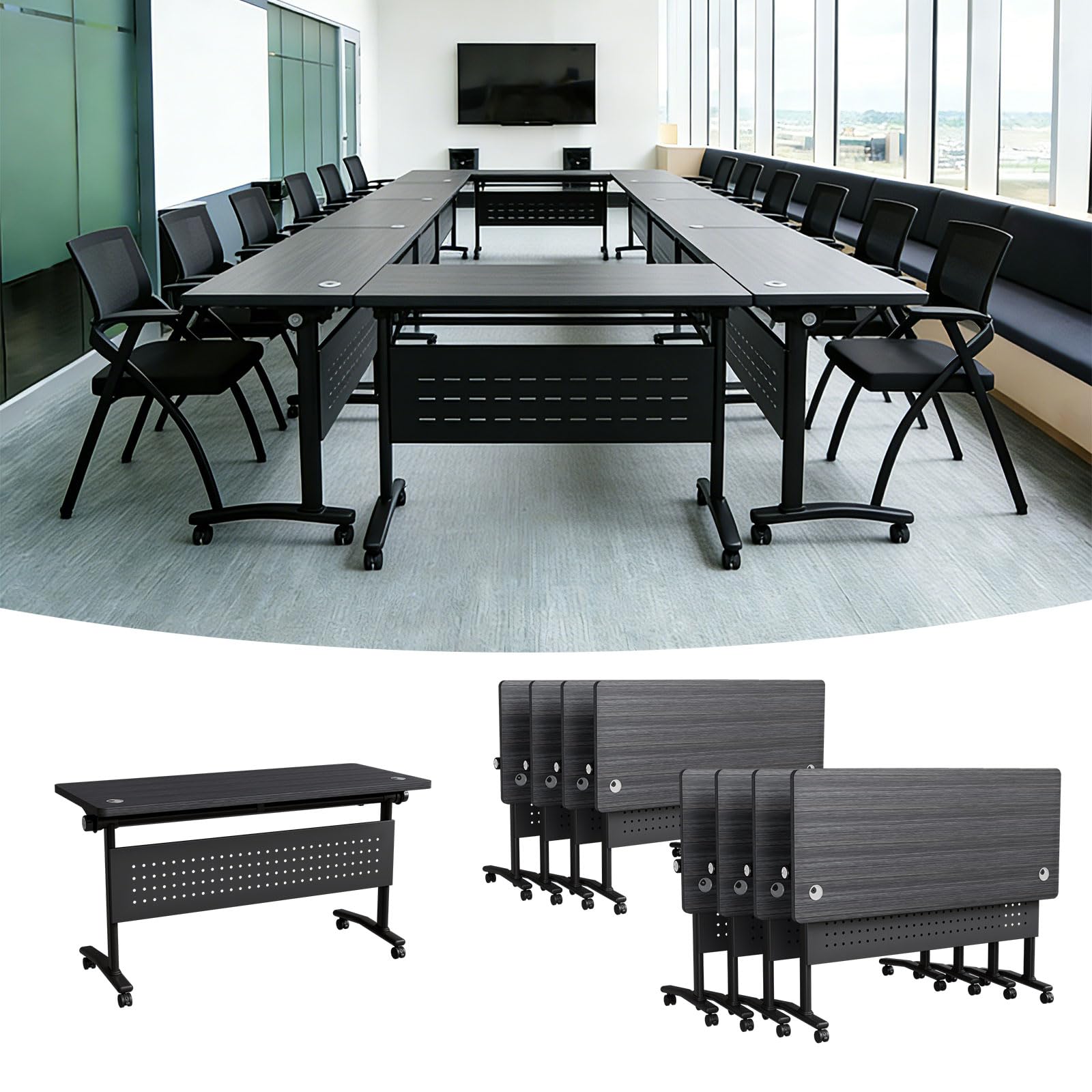 Modular Folding Conference Table with Wheels