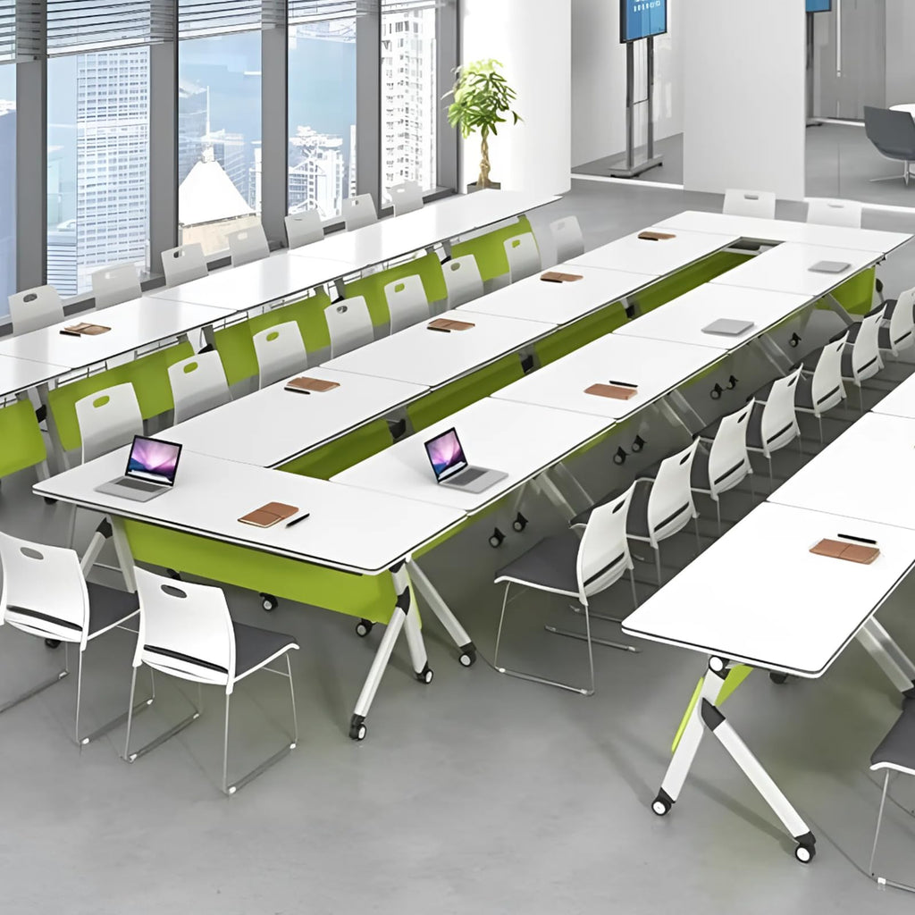 4-Pack Mobile Folding Conference Tables with Lockable Wheels