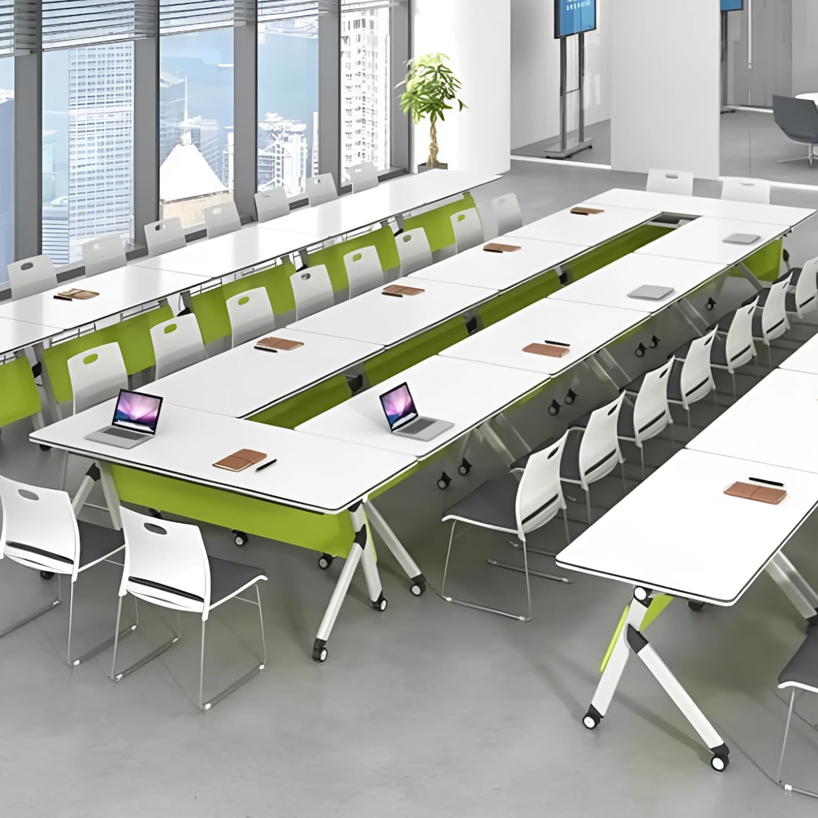 4-Pack Mobile Folding Conference Tables with Lockable Wheels