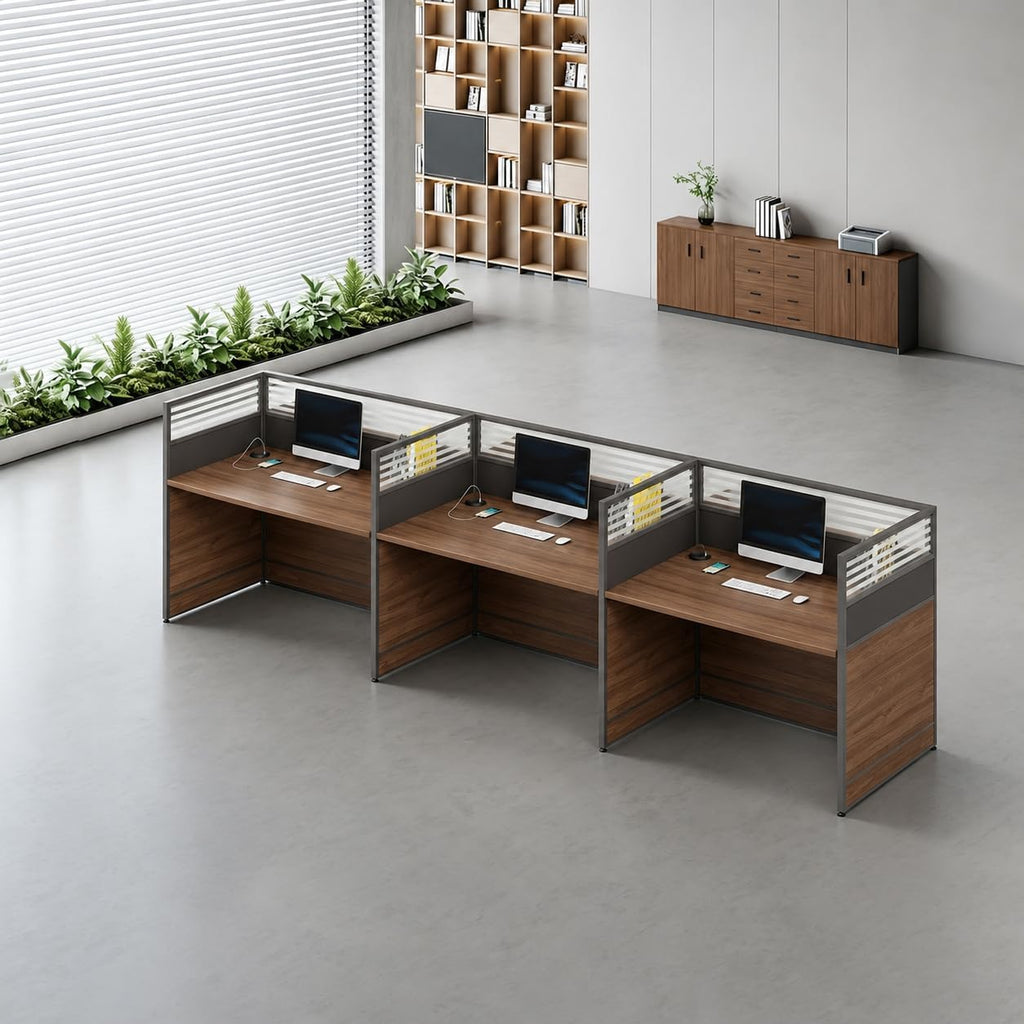 Modular Office Workstation Desk with Privacy Panels & Storage Cabinet