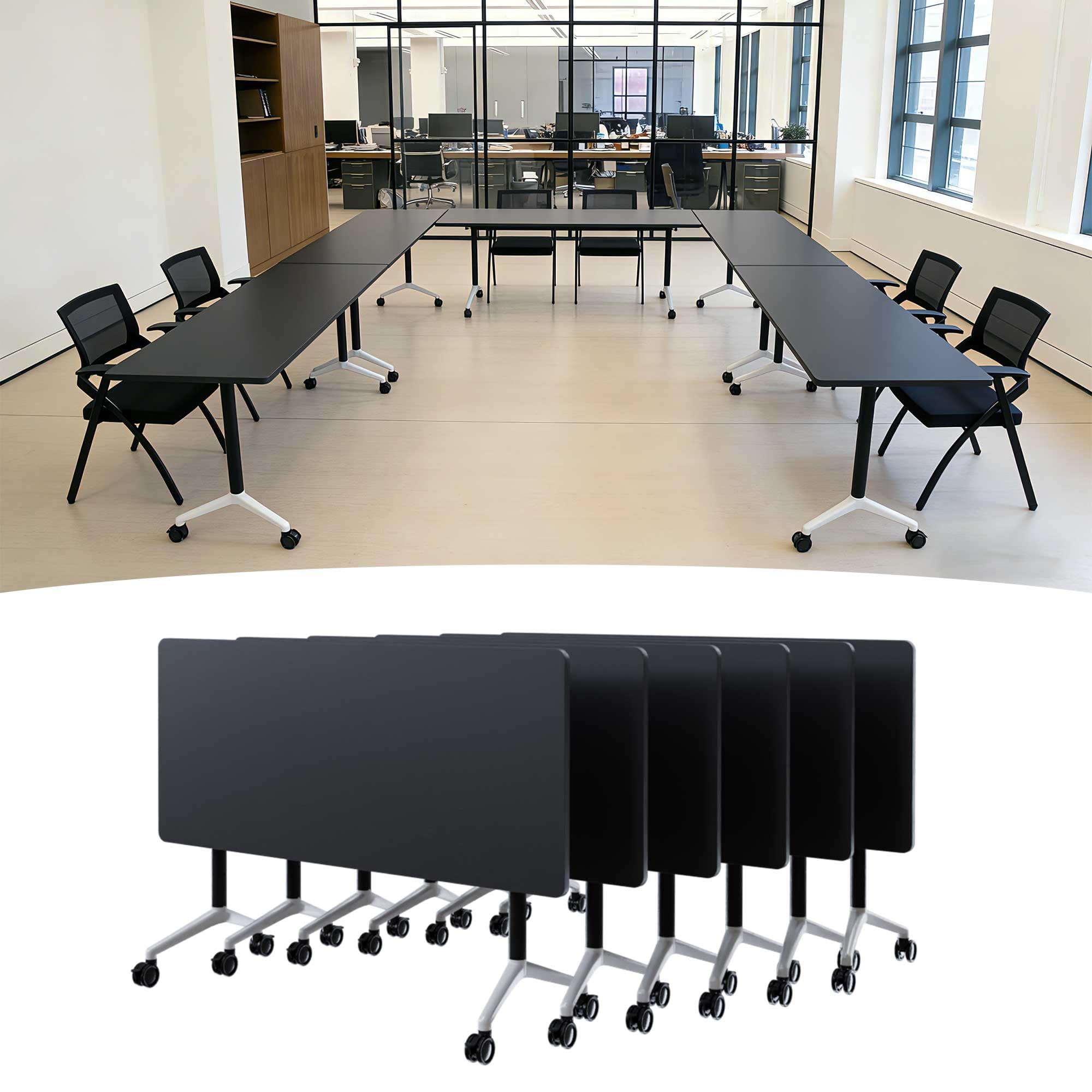 Modular Folding Conference Table with Wheels