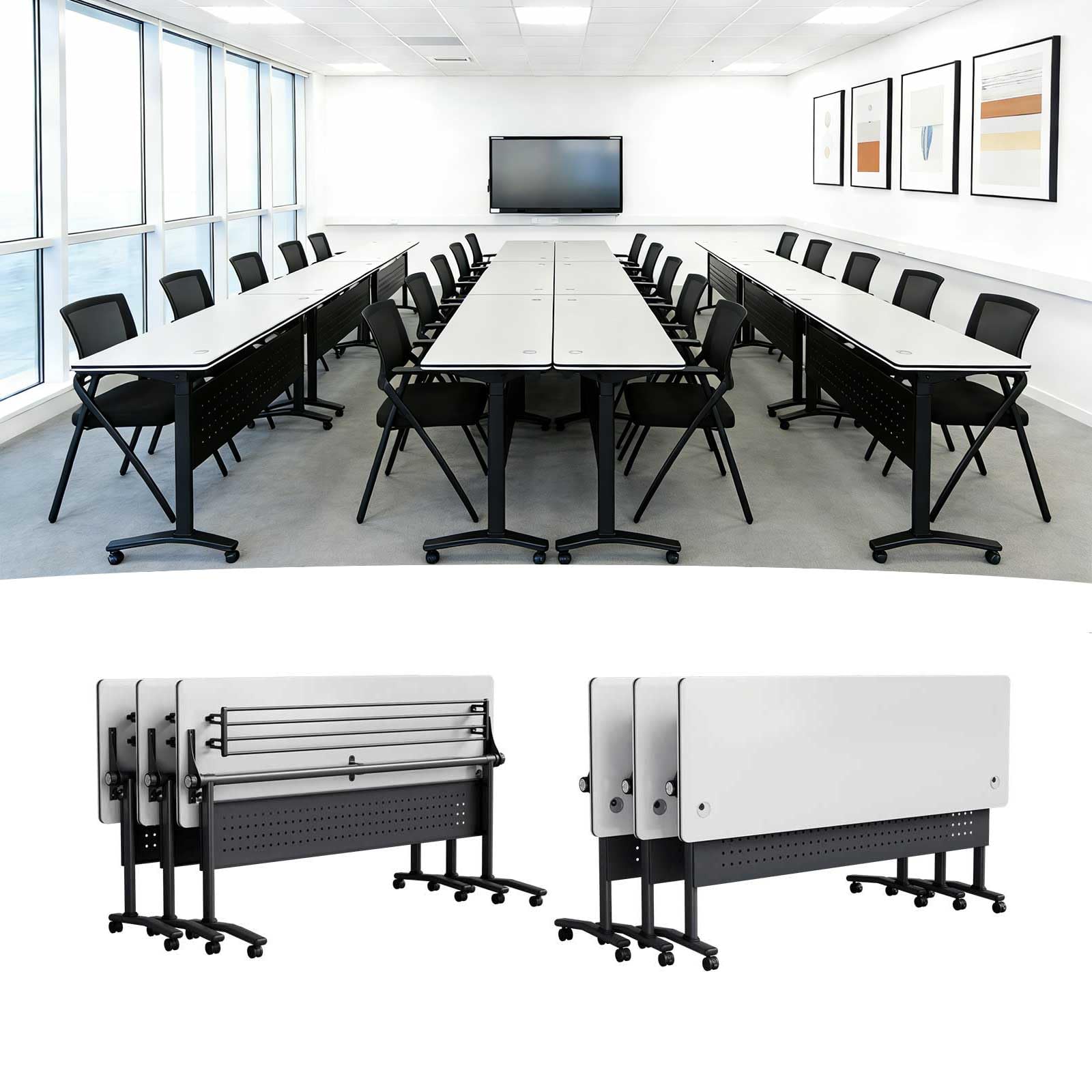 Modular Folding Conference Table with Wheels