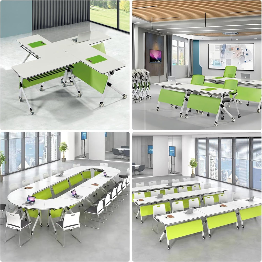 4-Pack Mobile Folding Conference Tables with Lockable Wheels