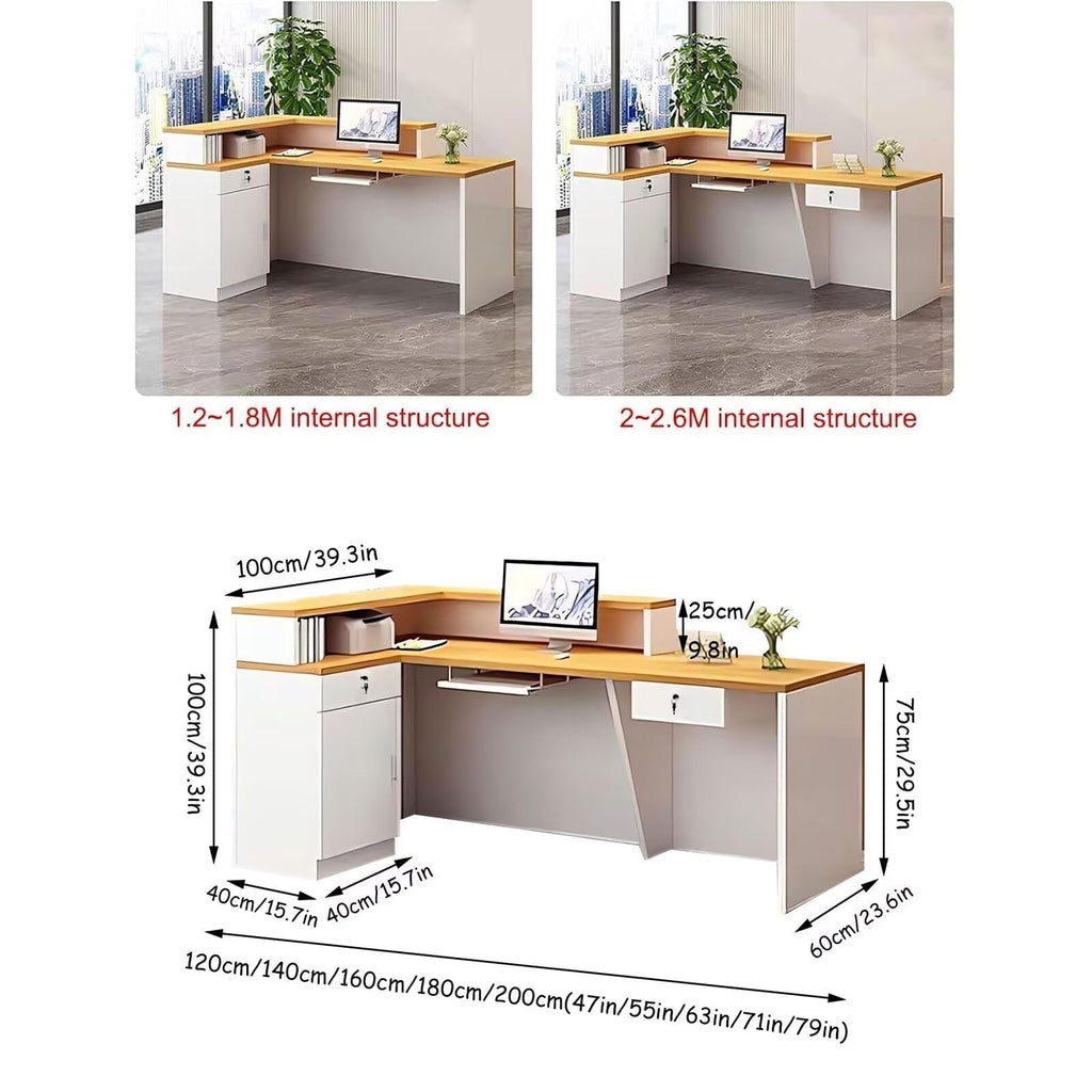 Compact L-Shaped Reception Desk with Lockable Drawers