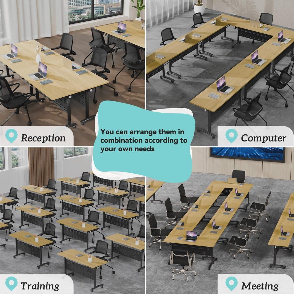 Foldable Mobile Conference Table with Wheels