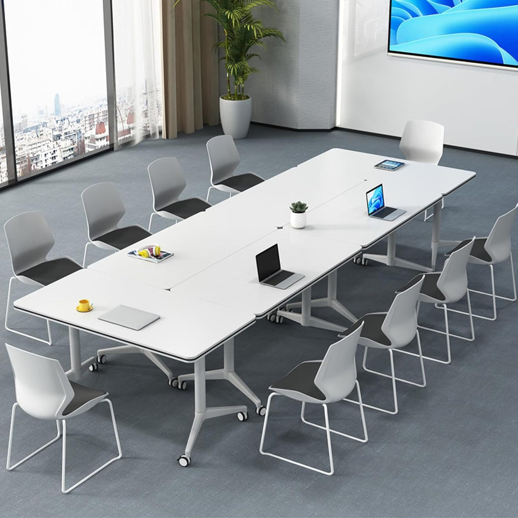 4-Pack Mobile Folding Conference Tables with Lockable Wheels