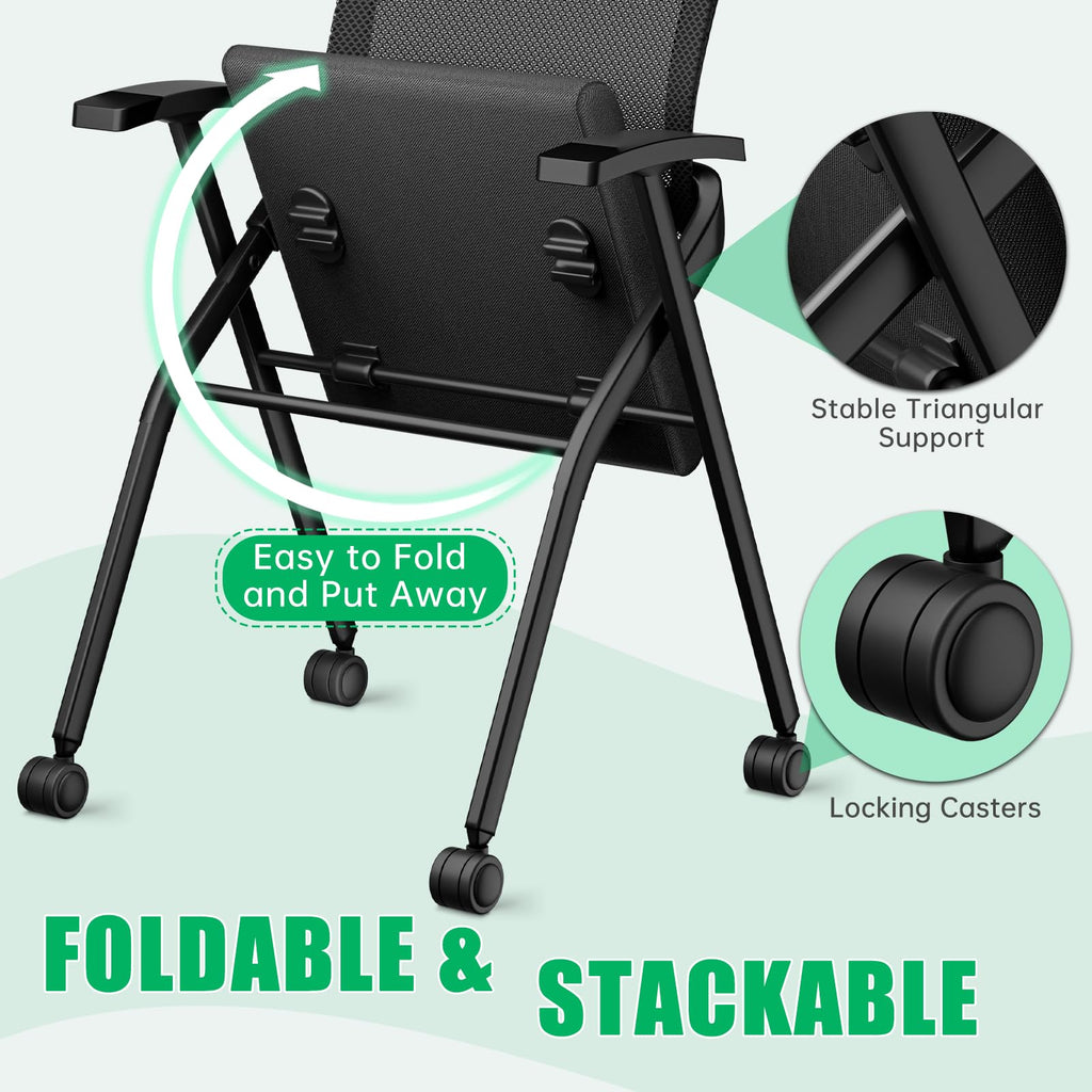 Stackable Mesh Conference Chair with Wheels
