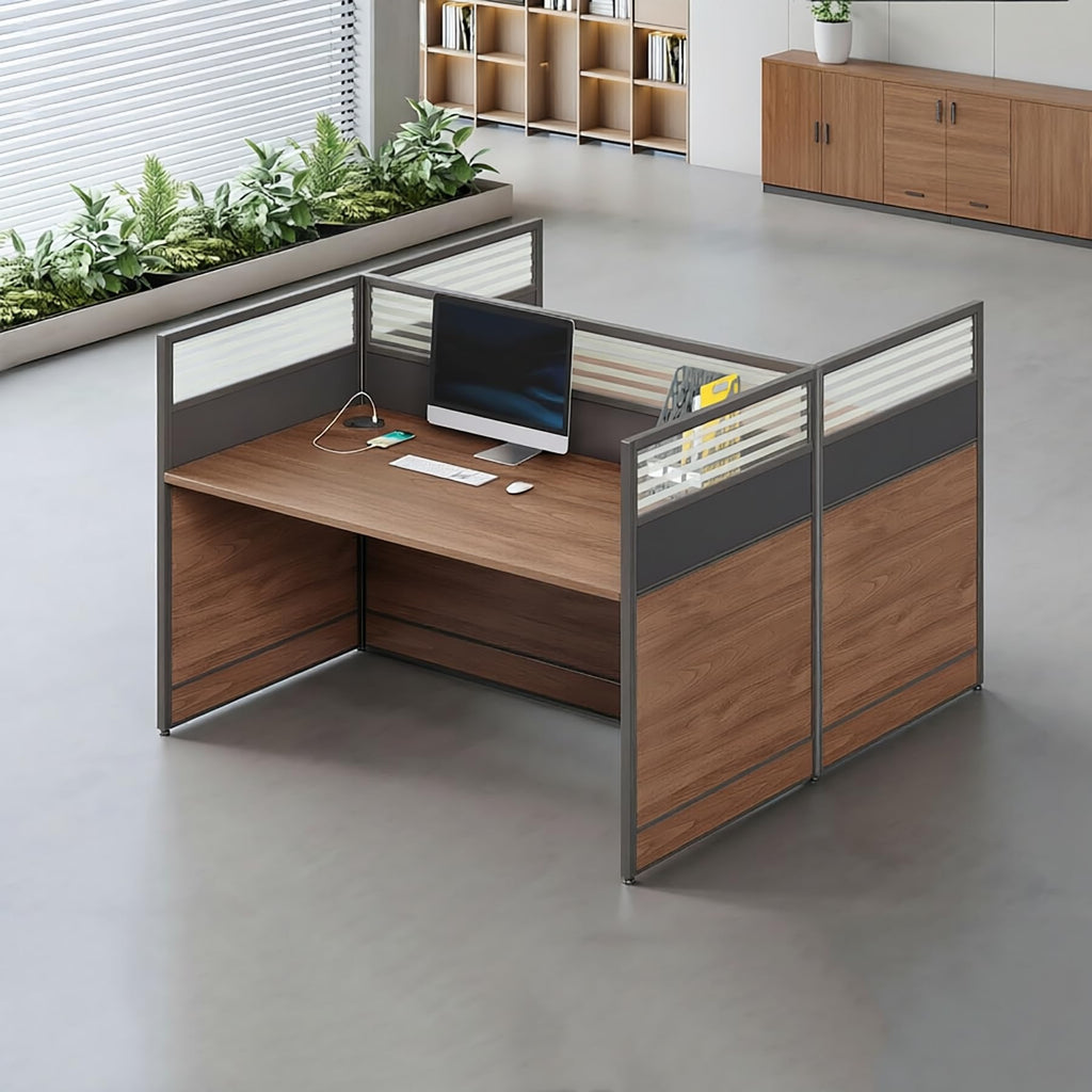 Modular Office Workstation Desk with Privacy Panels & Storage Cabinet