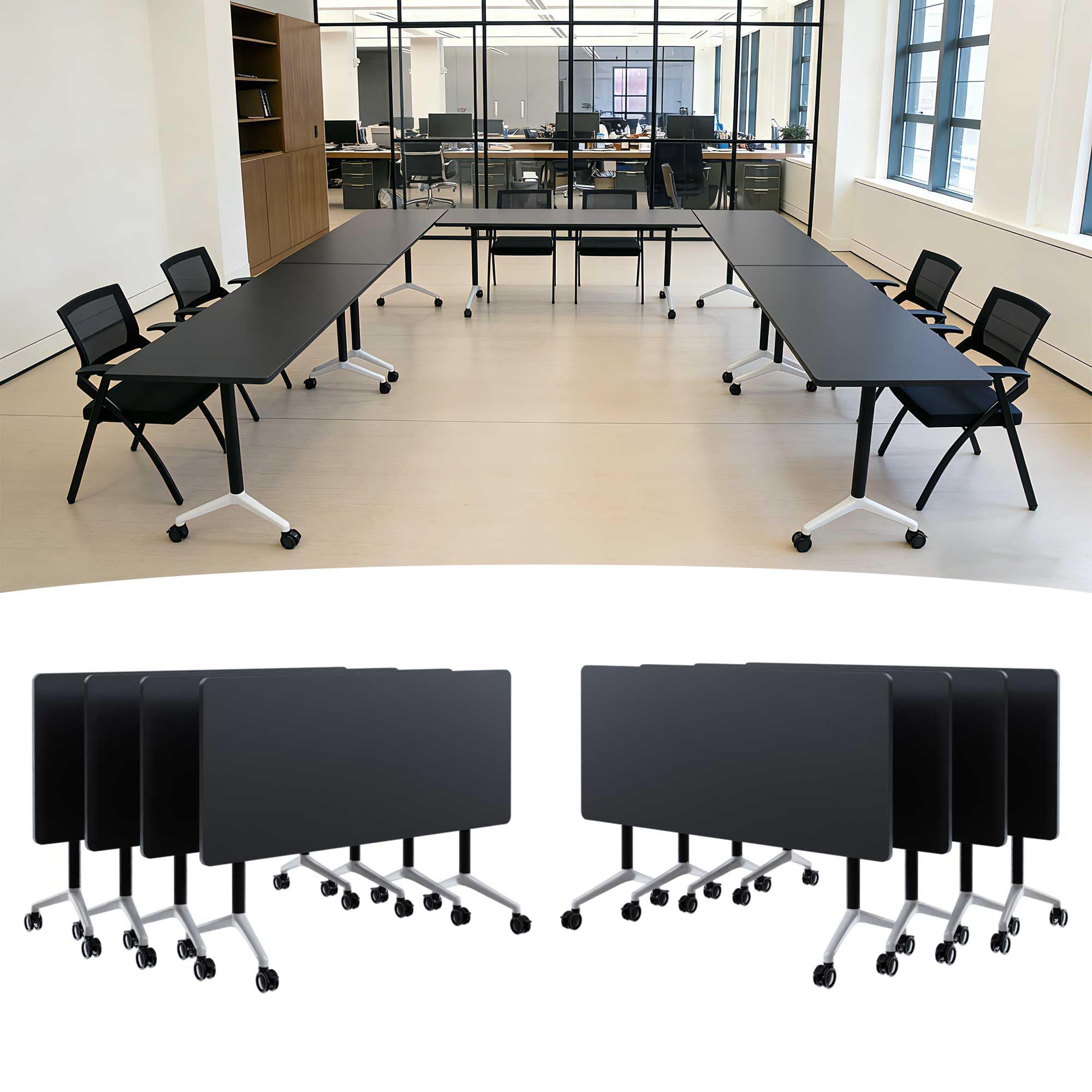 Modular Folding Conference Table with Wheels