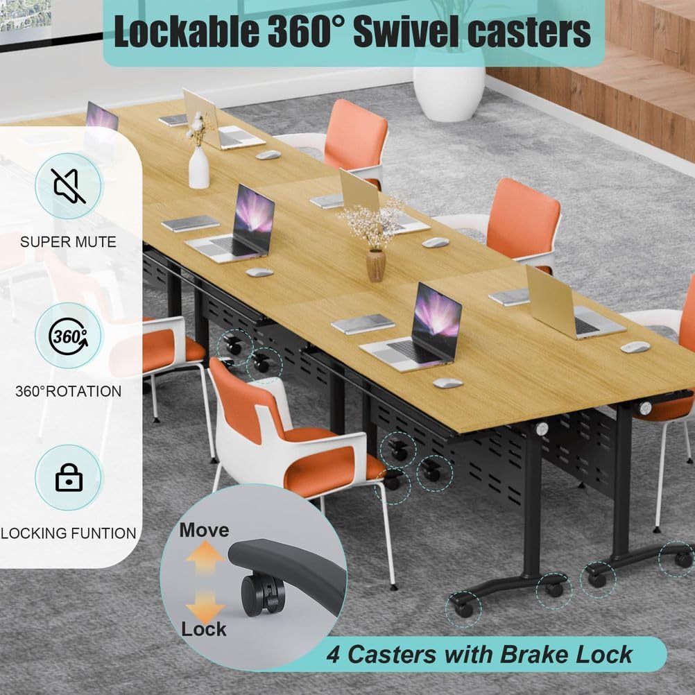 Foldable Mobile Conference Table with Wheels