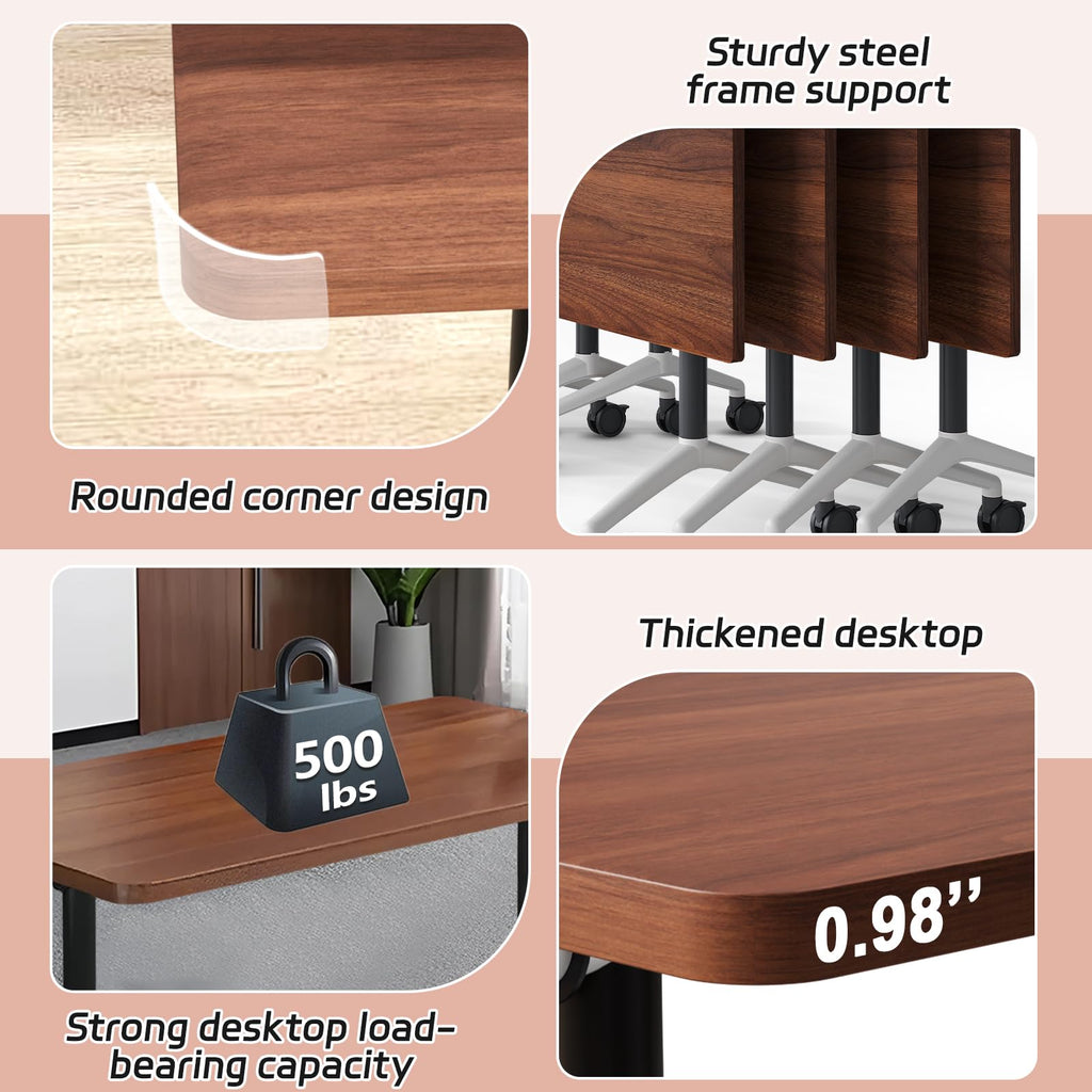 Folding Conference Table with Wheels for Office & Training Rooms