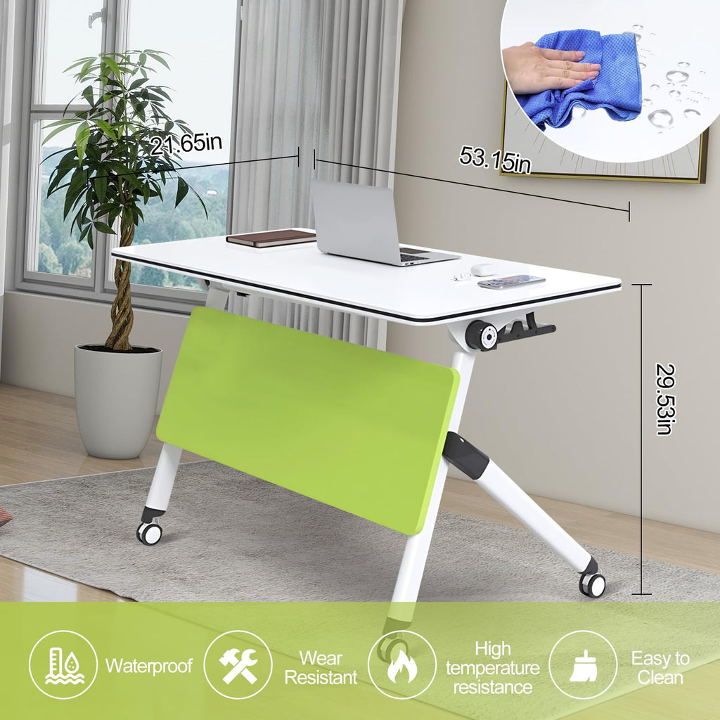 4-Pack Mobile Folding Conference Tables with Lockable Wheels
