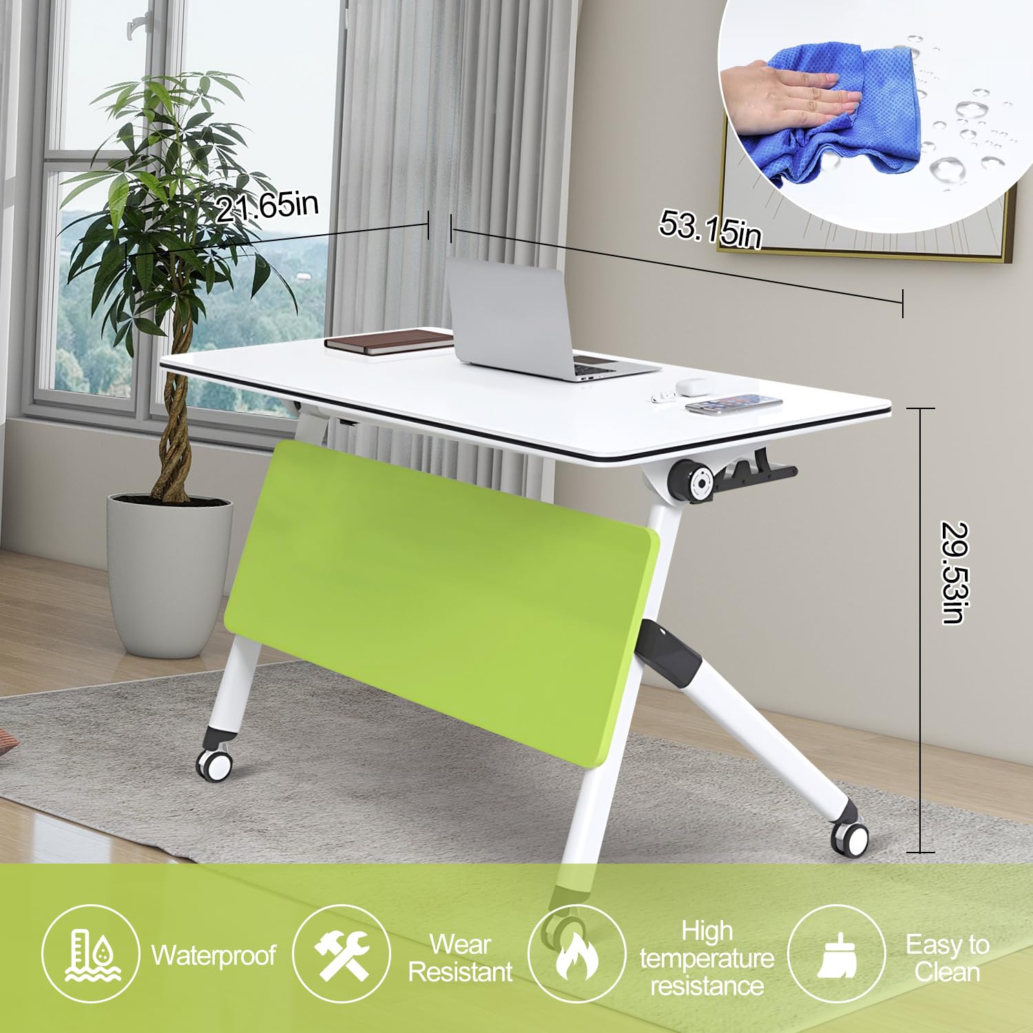 4-Pack Mobile Folding Conference Tables with Lockable Wheels