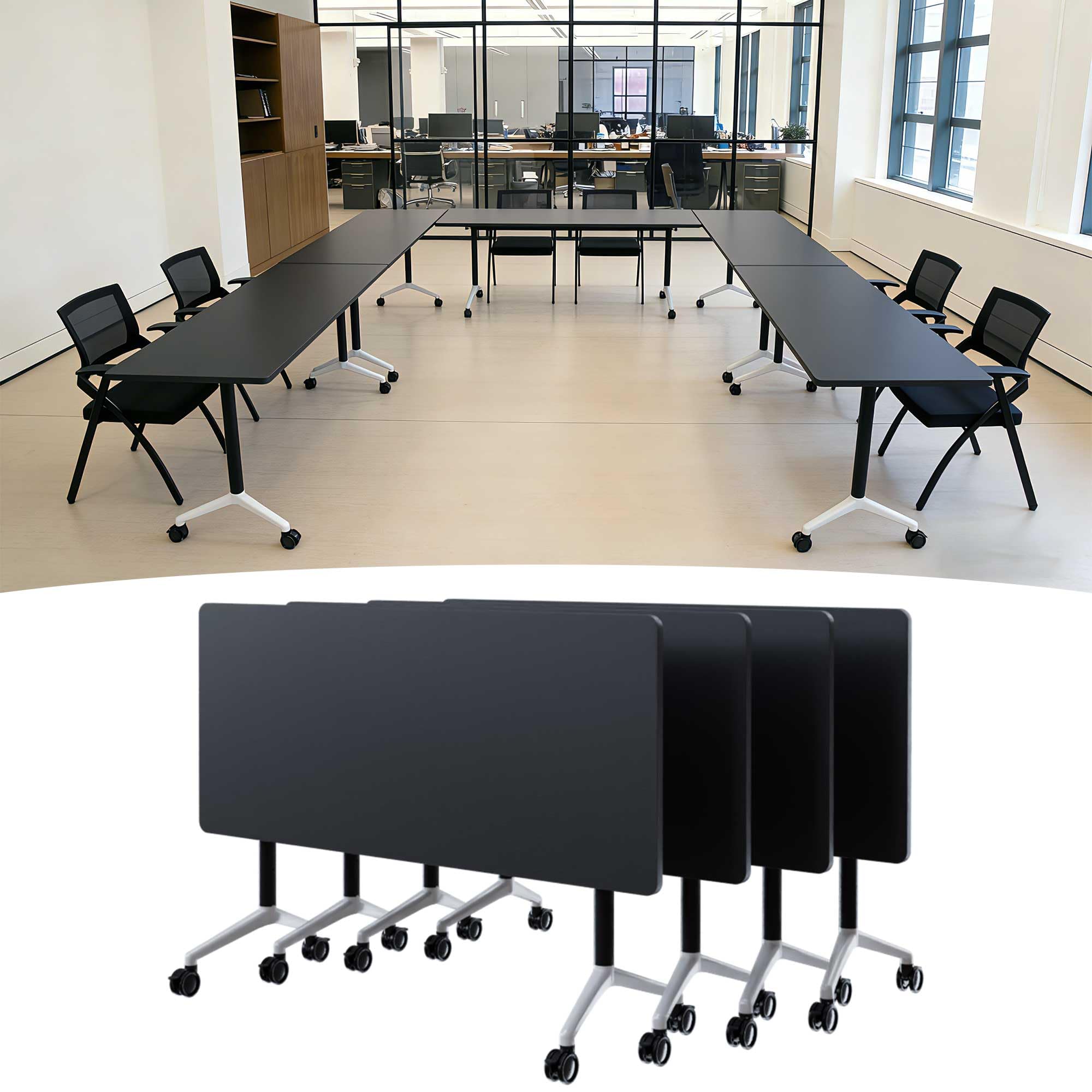 Modular Folding Conference Table with Wheels