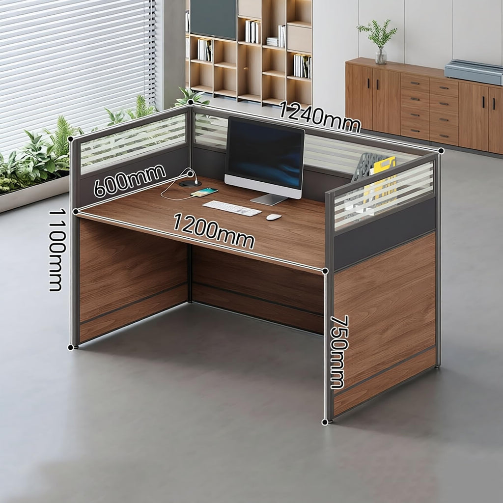 Modular Office Workstation Desk with Privacy Panels & Storage Cabinet